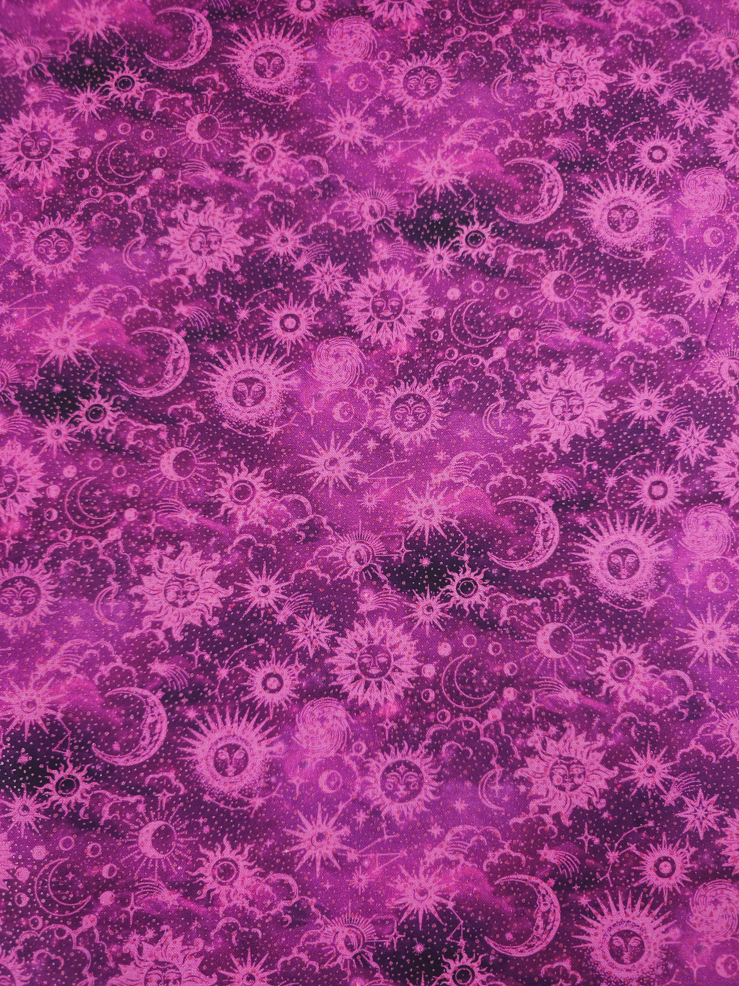 Magenta/Silver Celestial Skies 100% Cotton - Benartex