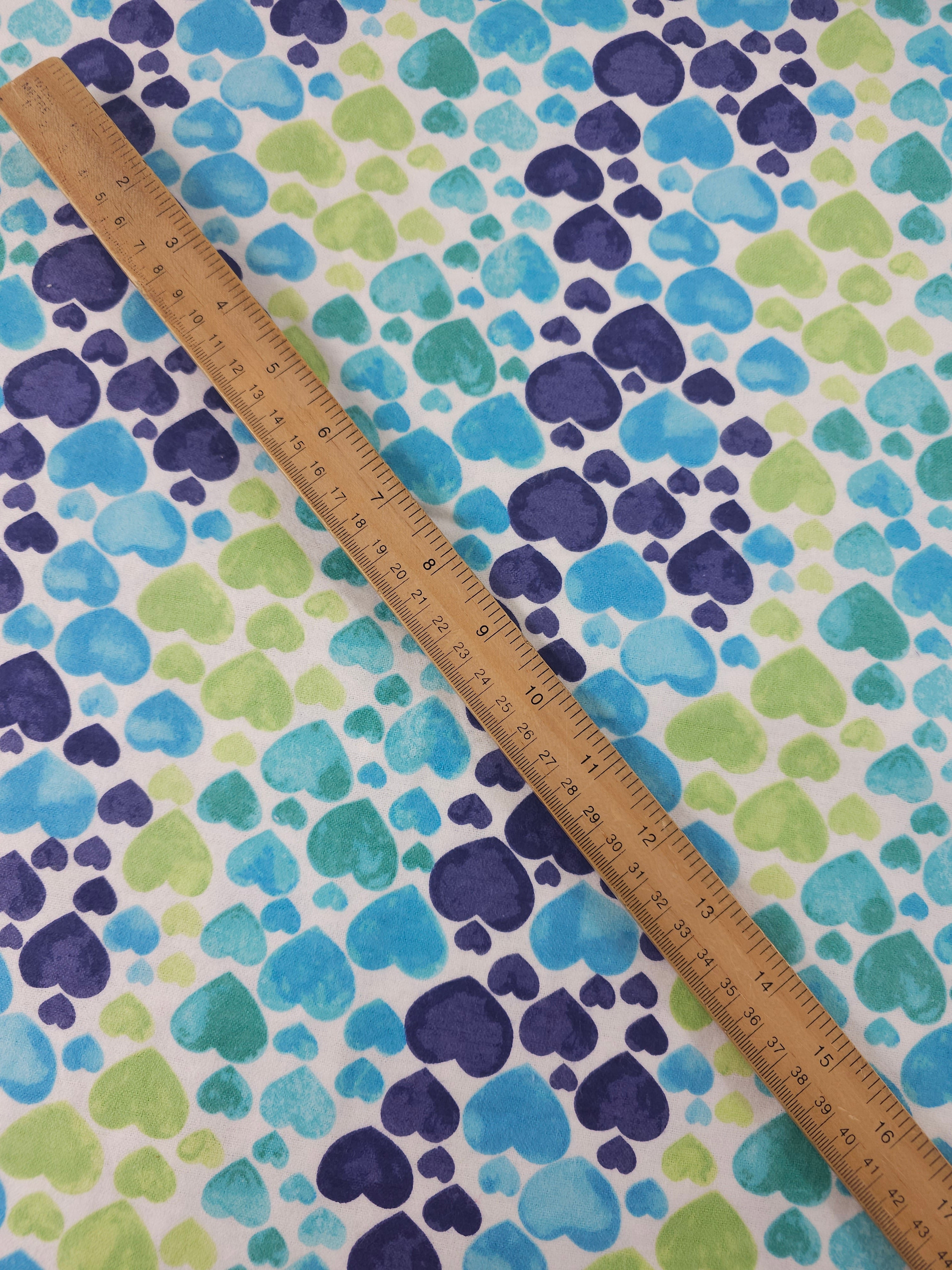 Blue/Green Heart Wave Lightweight Flannel Cotton