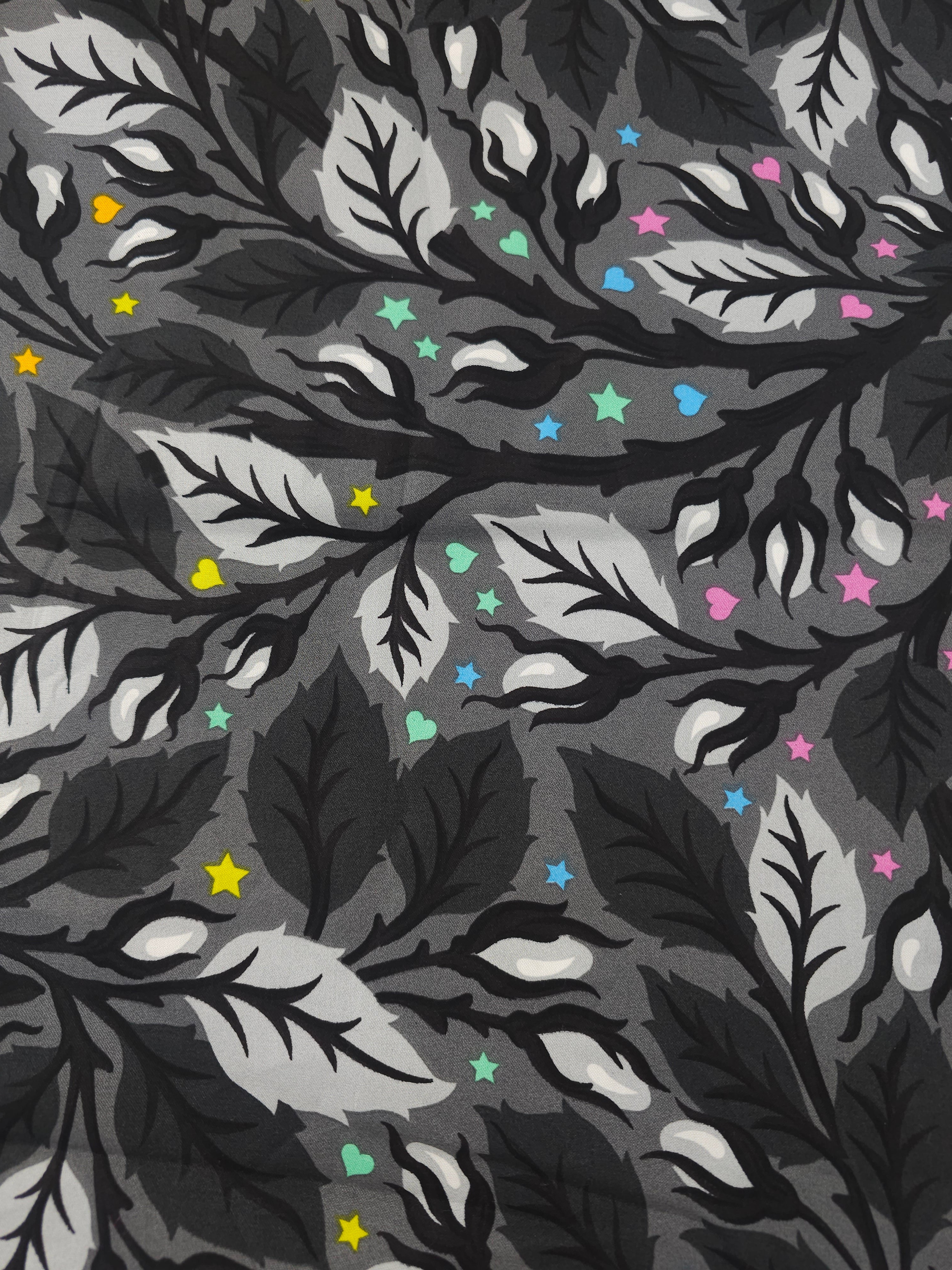 Dark grey rainbow thistle Cotton sateen- 1.8m piece