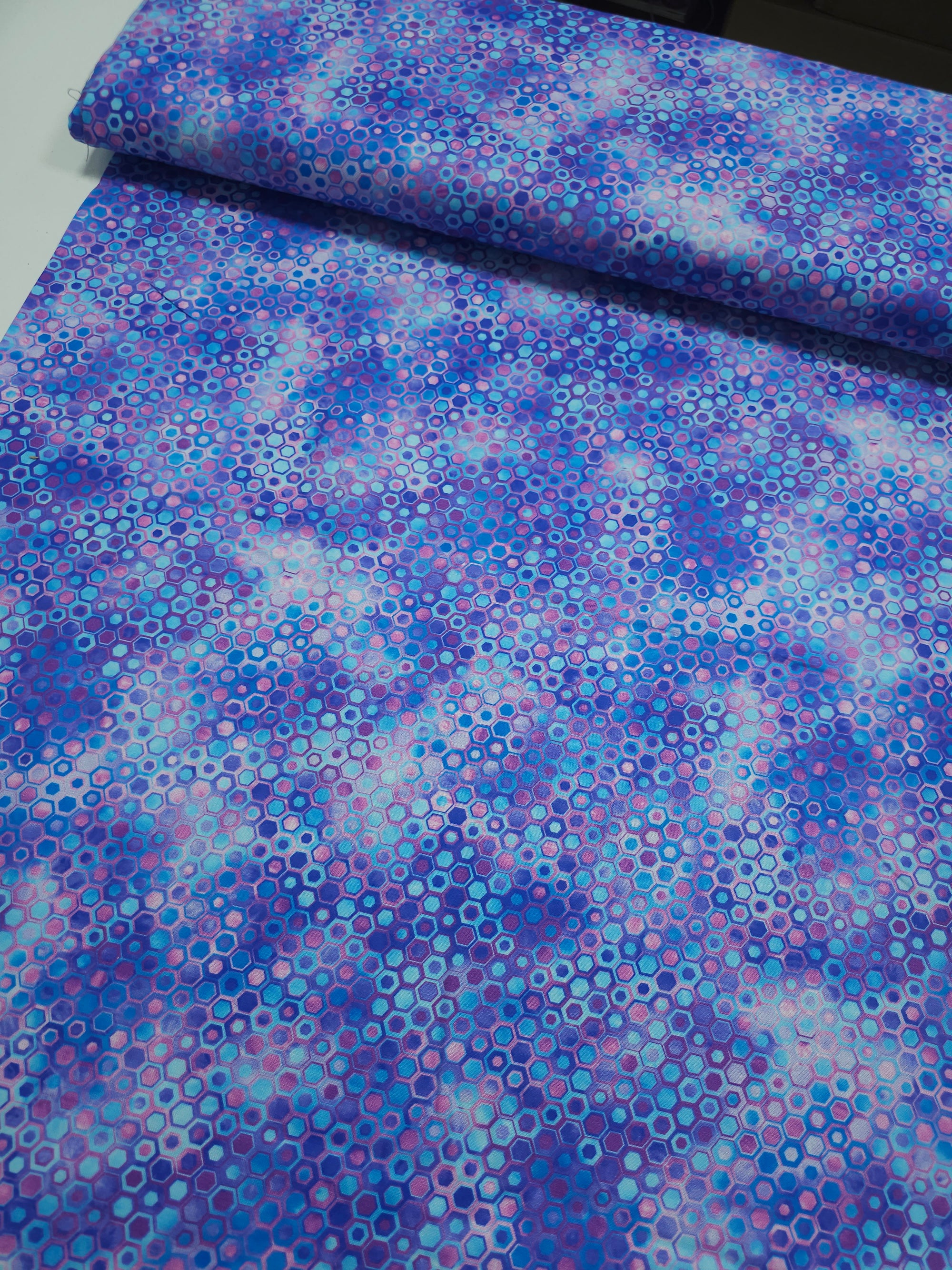 Purple/Blue Hexagon Phantasma 100% Cotton - Robert Kaufman