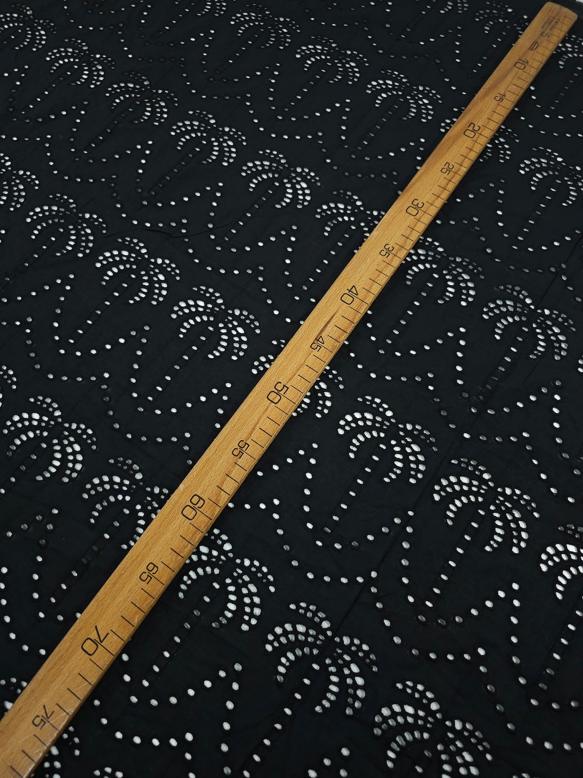 Black Palm Tree Cambric Cotton Broderie Anglaise