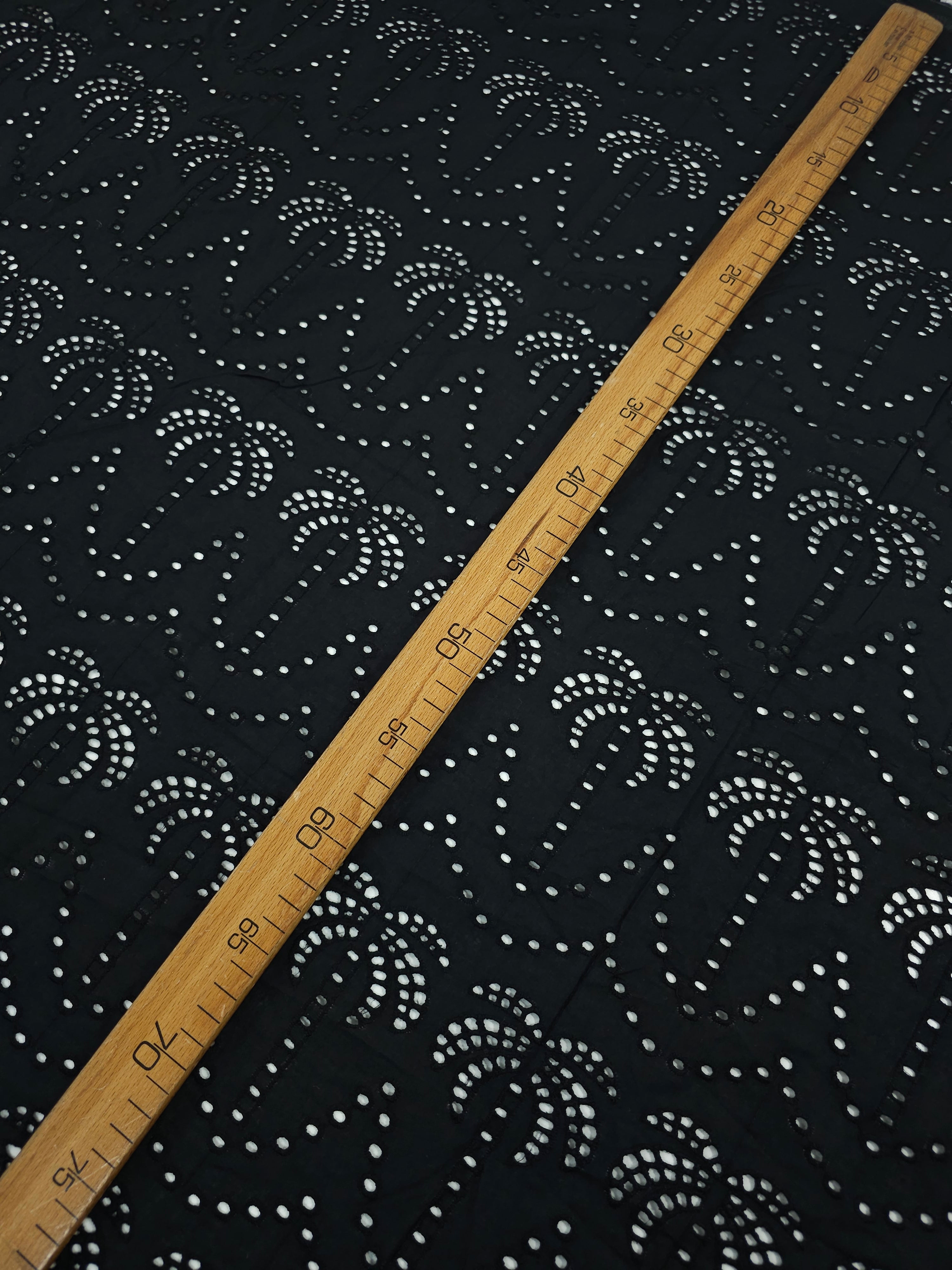 Black Palm Tree Cambric Cotton Broderie Anglaise