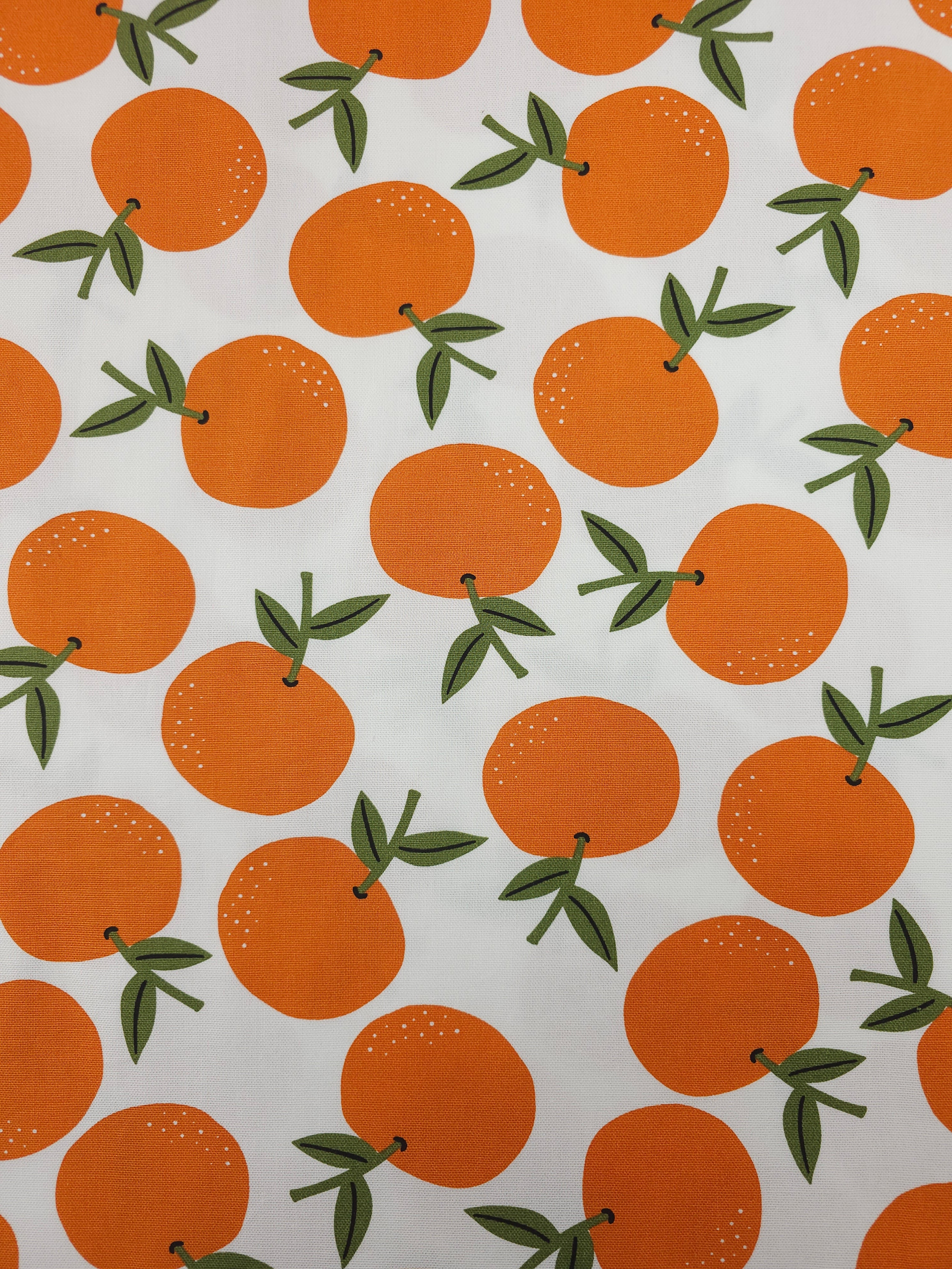 Oranges On White Lightweight Canvas Cotton