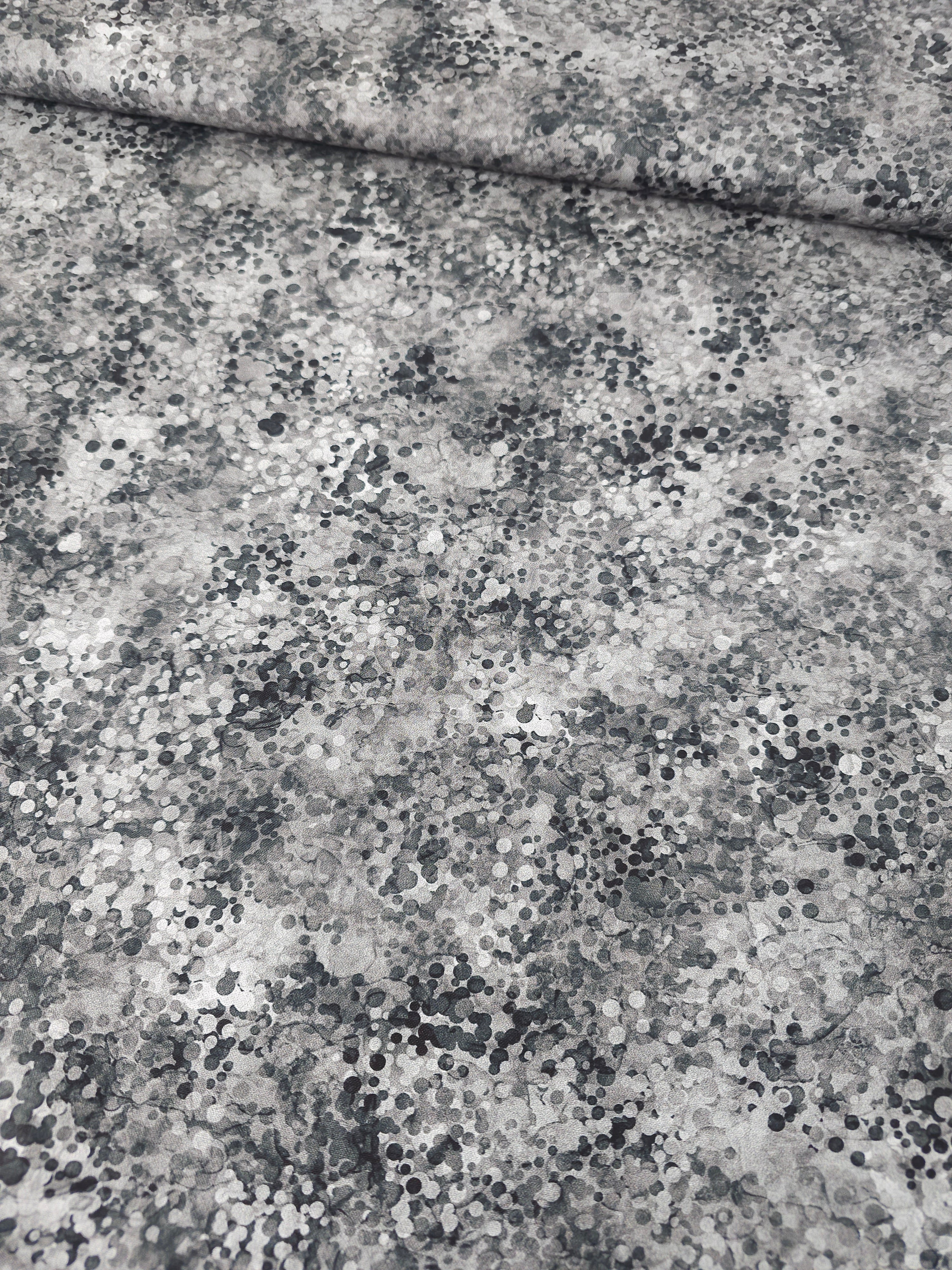 Grey Smokey Watercolour Confetti Dots 100% Cotton