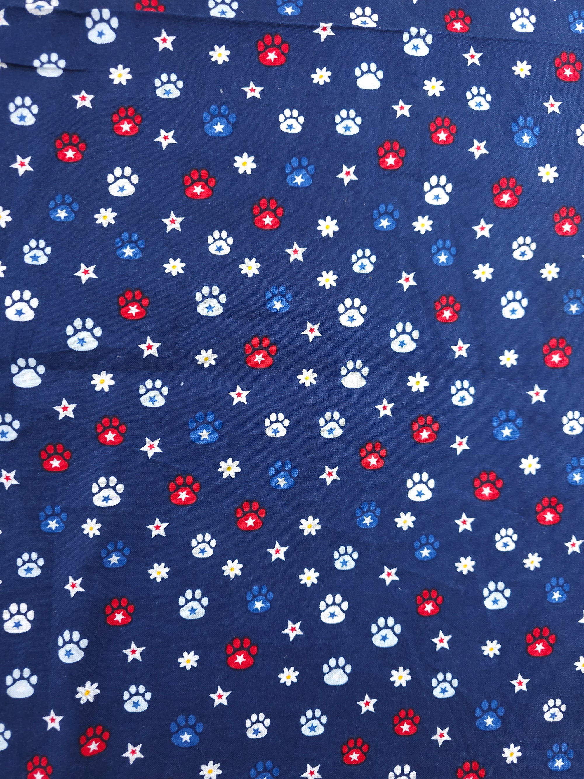 Patriotic Paw Prints Cotton - 1.7m Piece