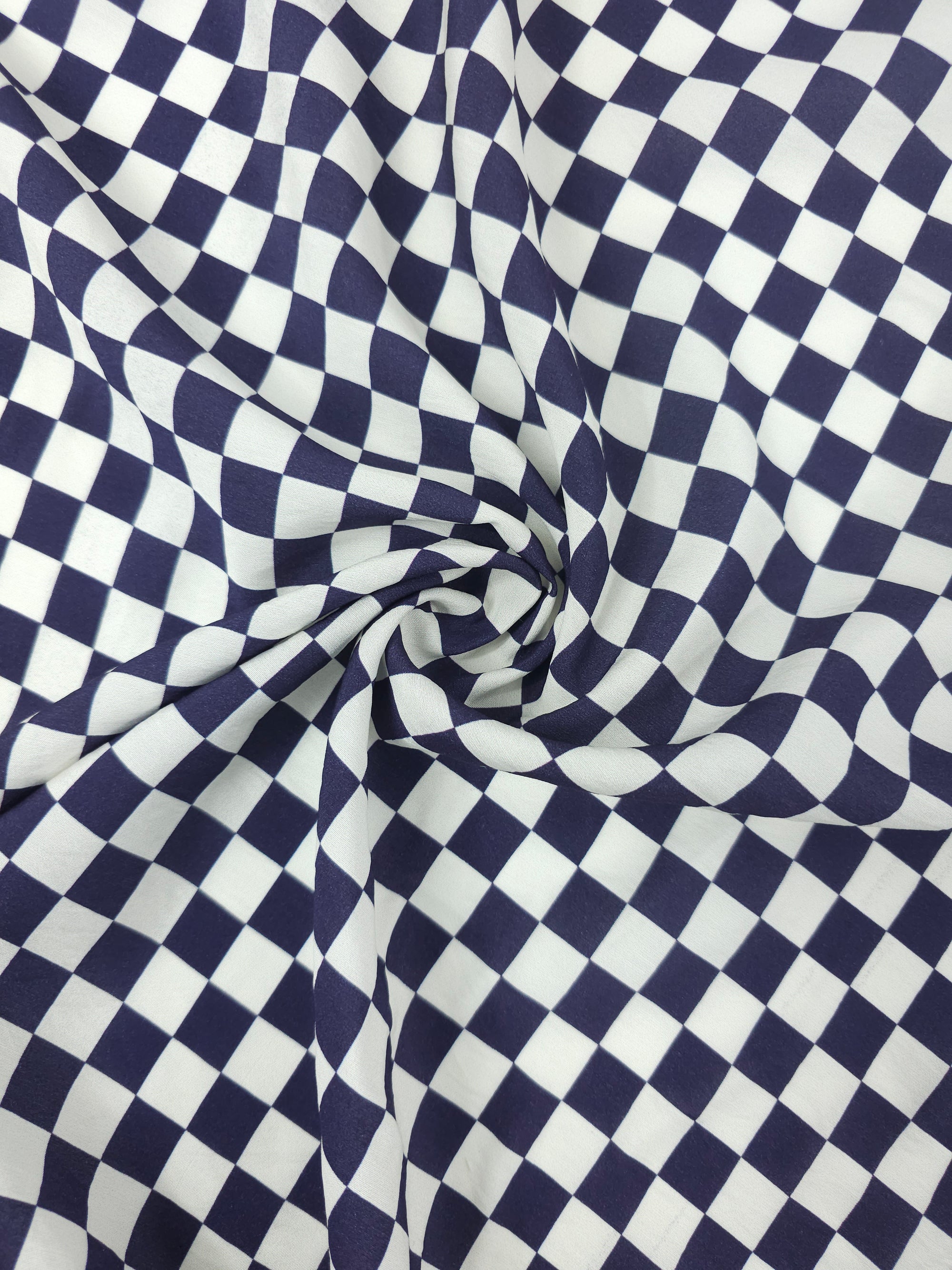 Dark Purple/Ivory Checkerboard Modal Viscose