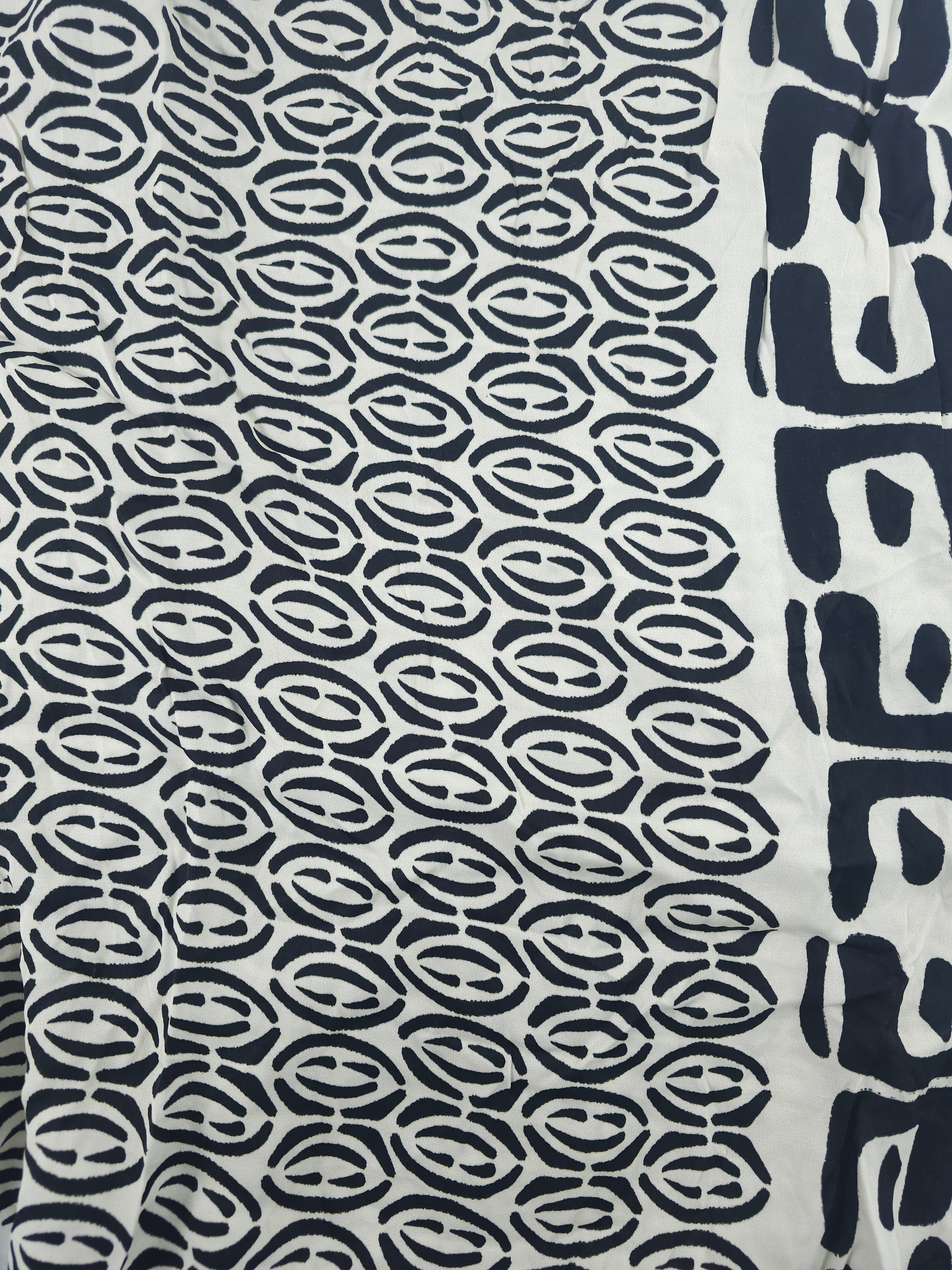 Black Design Viscose Sateen- 3.8m Piece