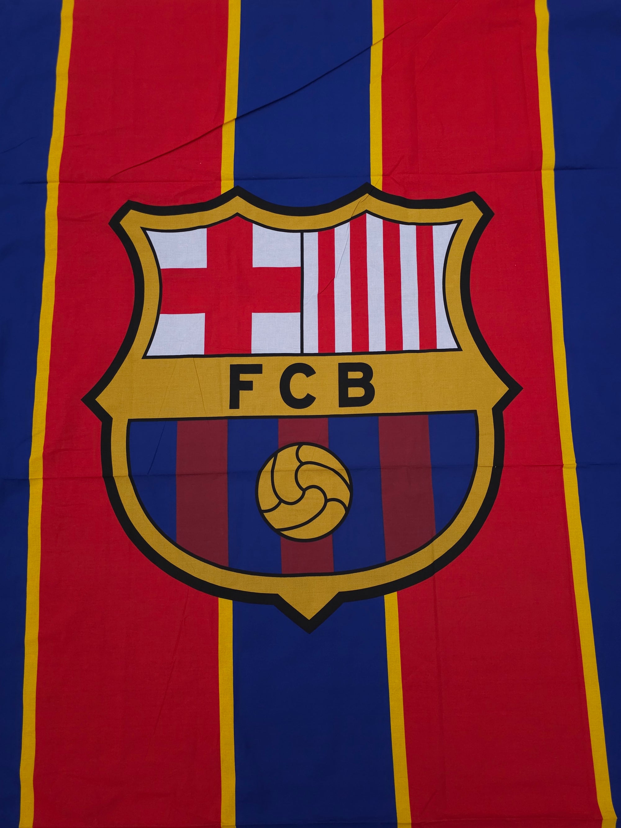 FC Barcelona Large Emblem 100% Cotton Football Fabric - 2.40m Panel *EXTRA WIDE*