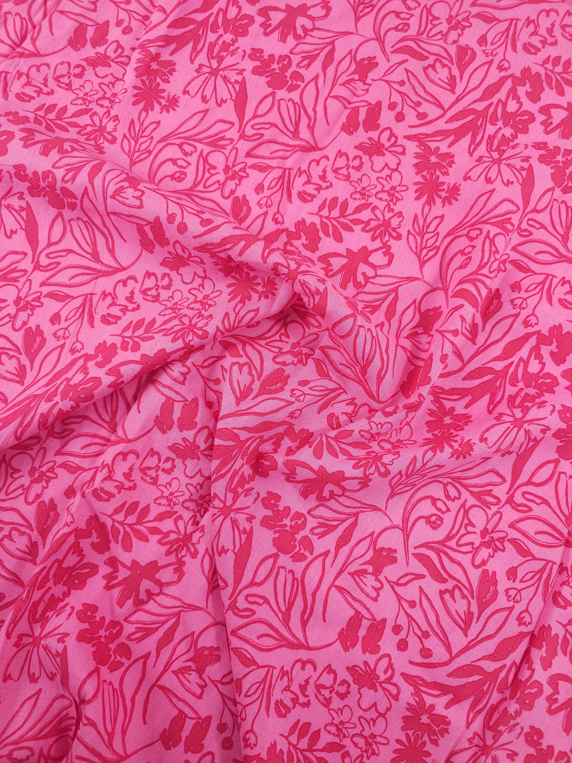 Pink/Berry Sketch Floral Field Viscose