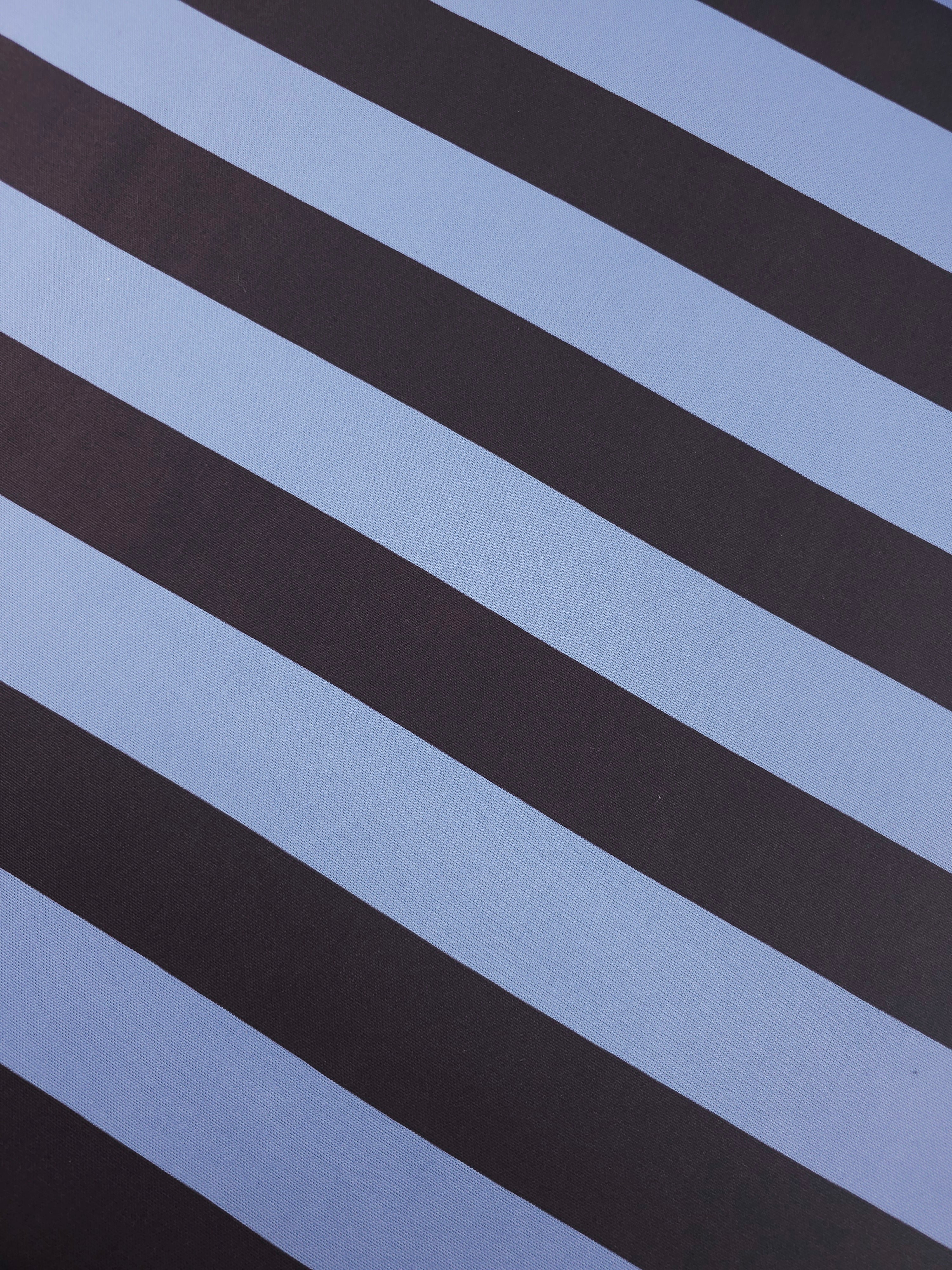 Powder Blue/Grape Brown Block Stripe Lightweight Canvas Cotton