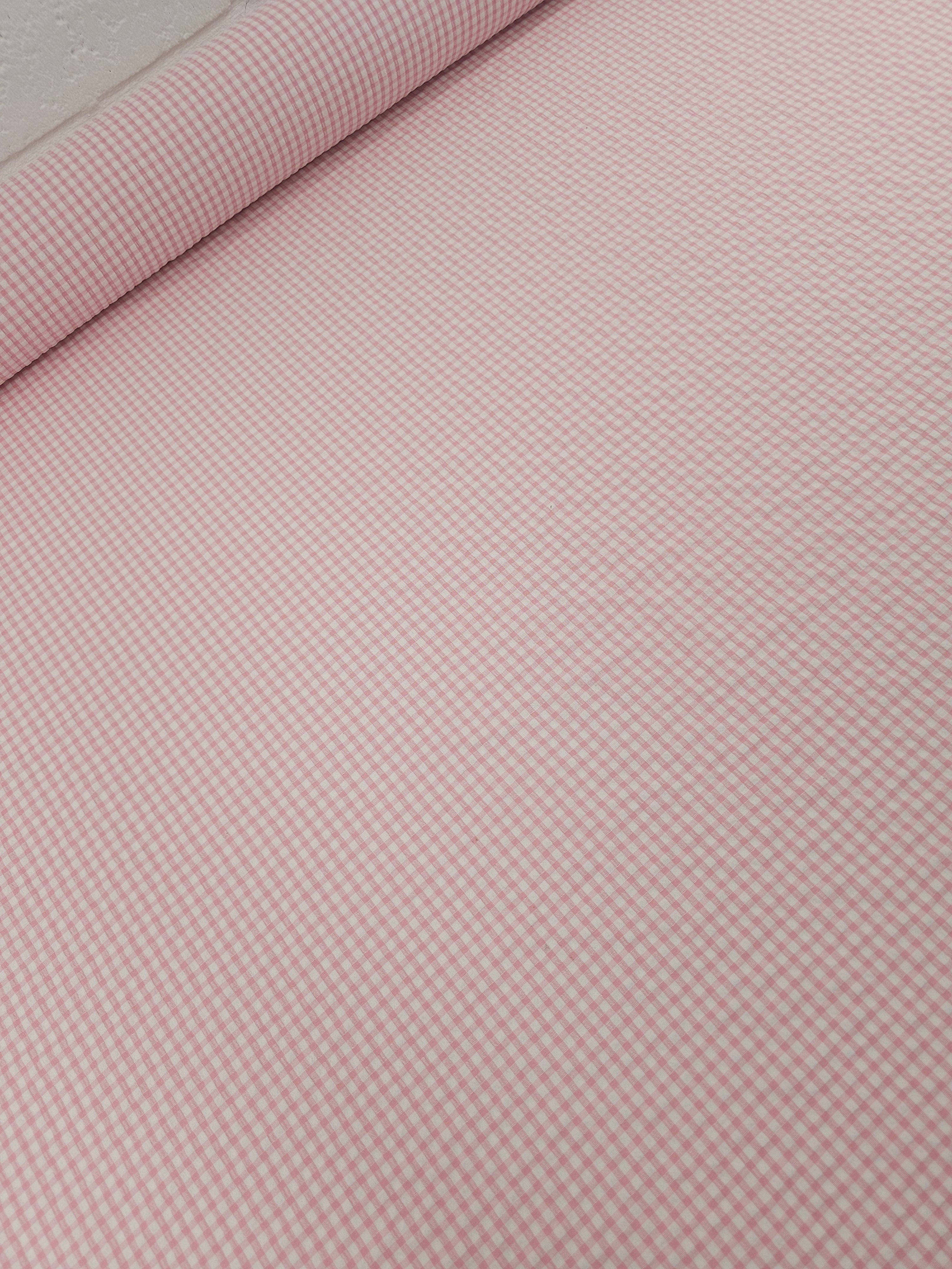 Soft Pink Mini Gingham Crinkle Cotton