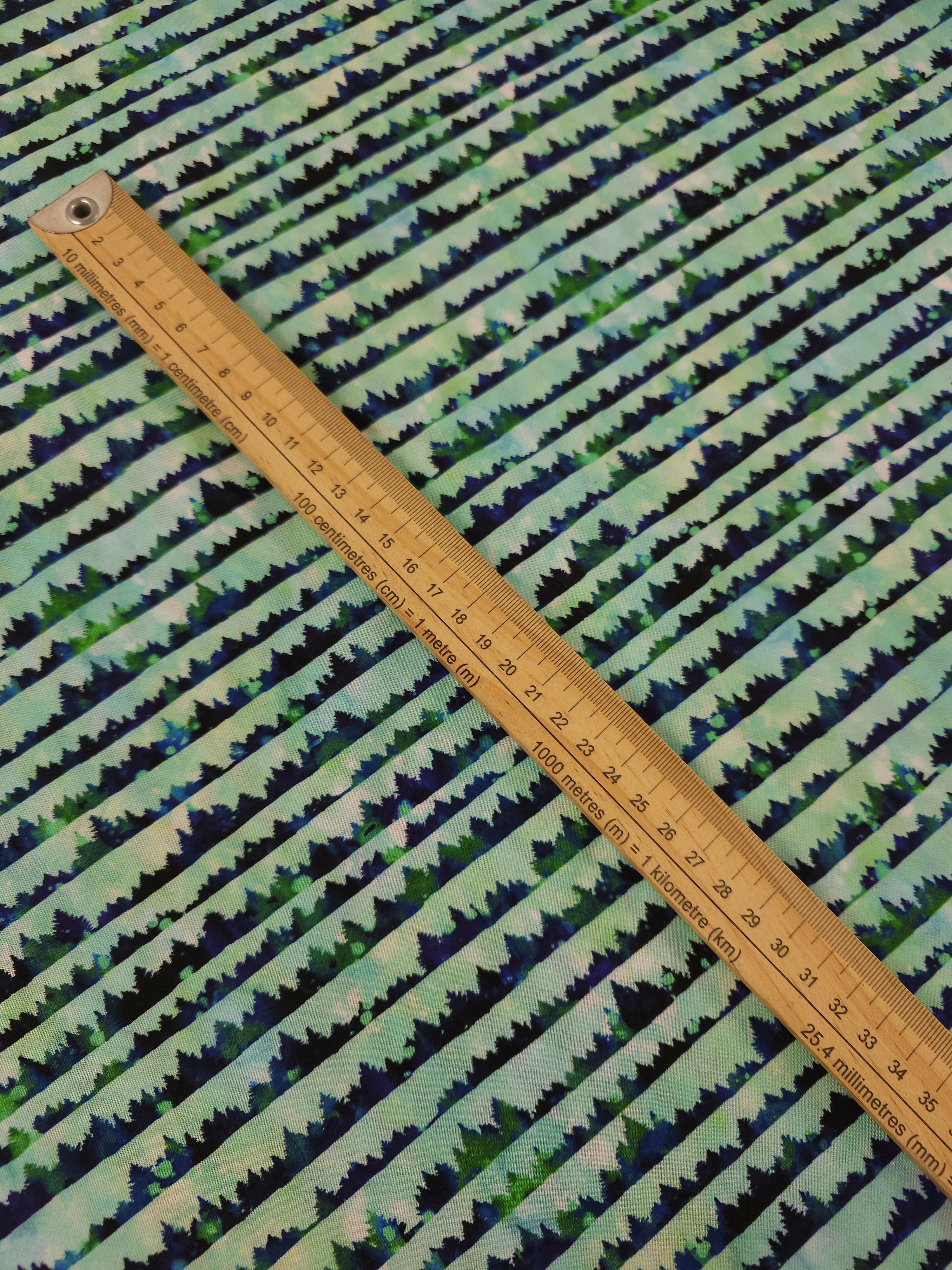Green Tree Forest Stripe 100% Cotton