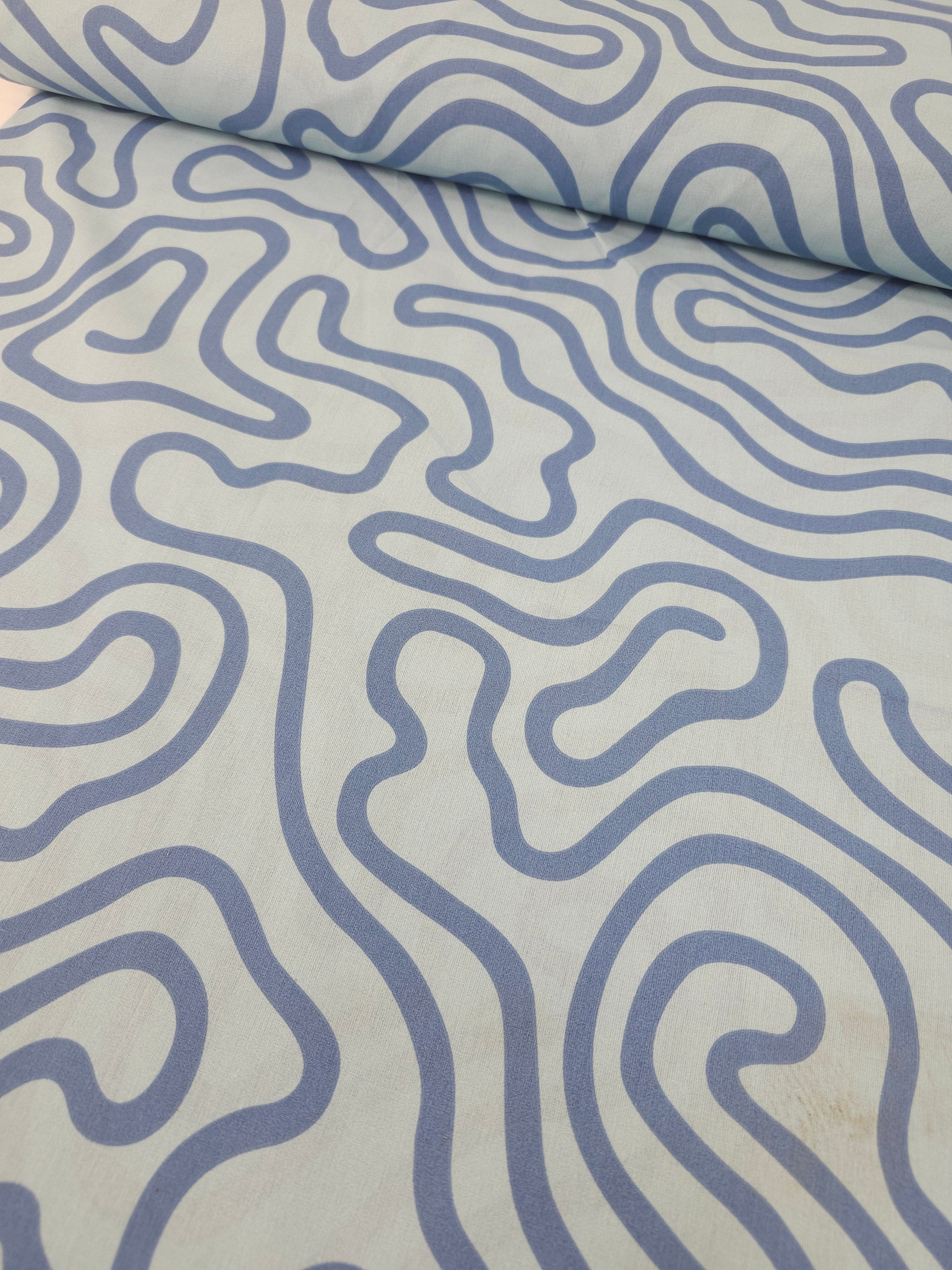 Blue Squiggle 100% Cotton 102” - Habitat *EXTRA WIDE*