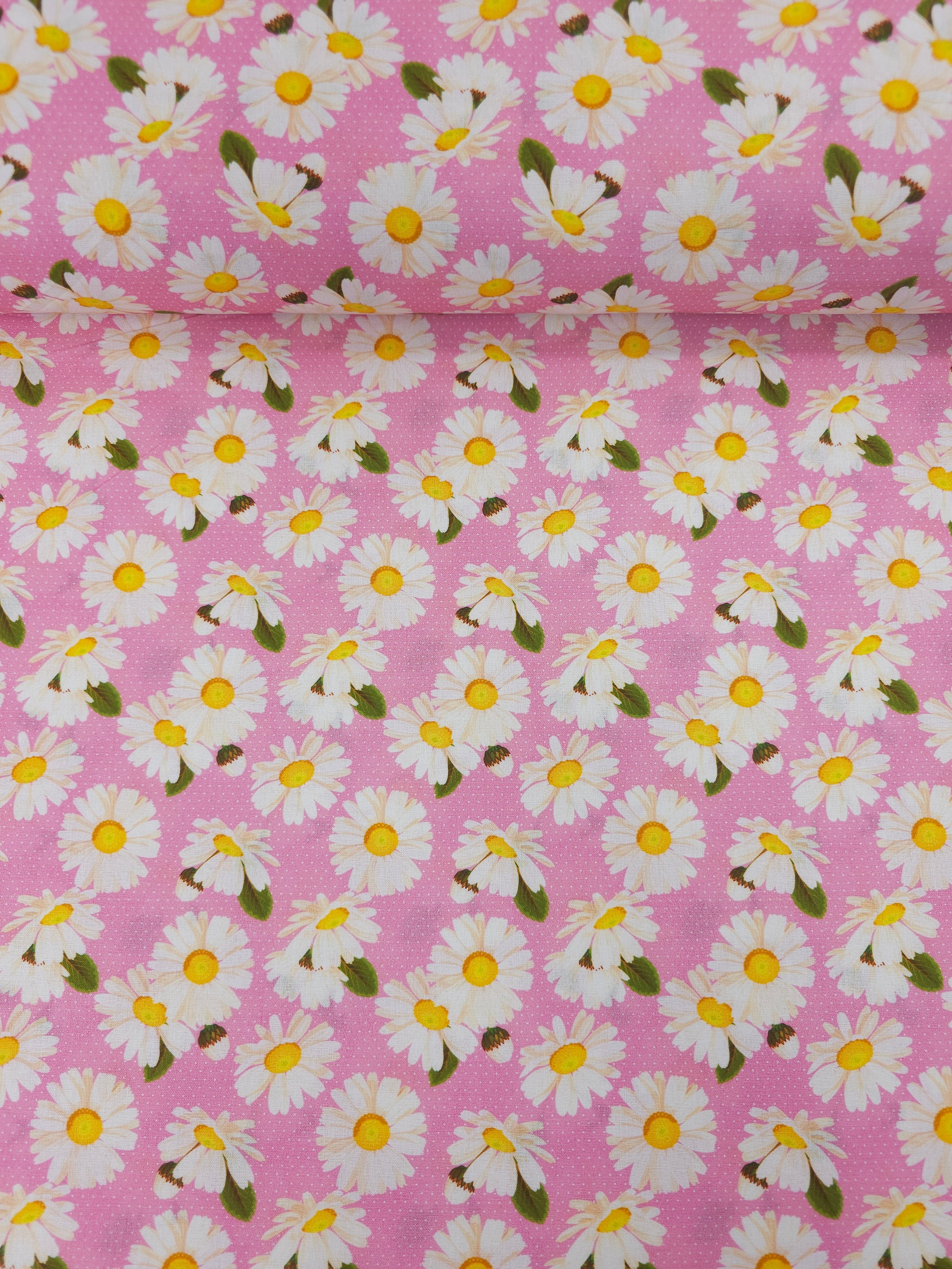 Pink Retro Daisy Dot 100% Cotton