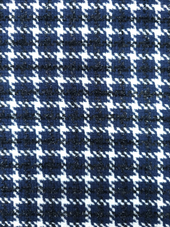 Navy/Black Lurex Check Wool