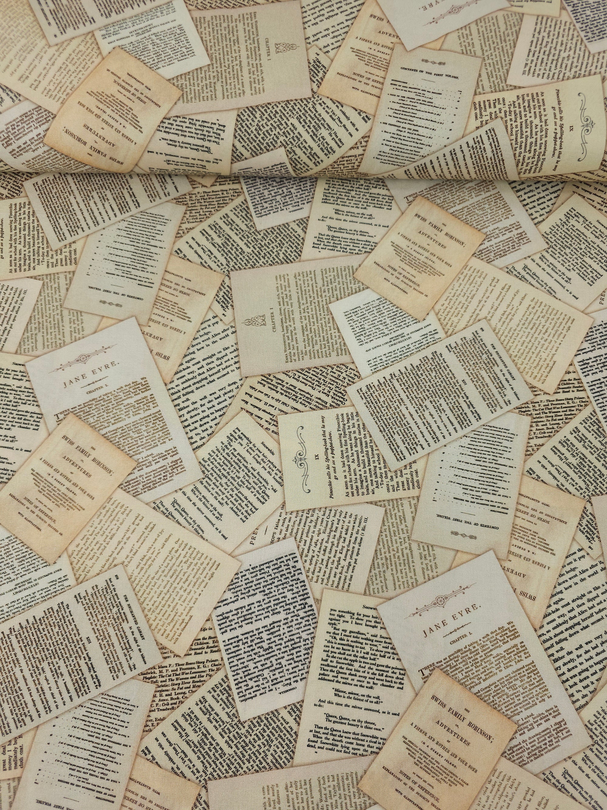 Vintage Story Pages 100% Cotton 106" - Robert Kaufman *EXTRA WIDE*