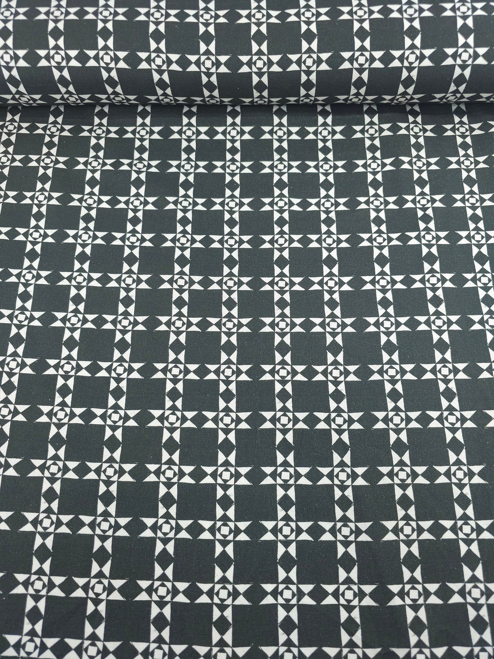 Washed Black Geo Check Canvas Cotton