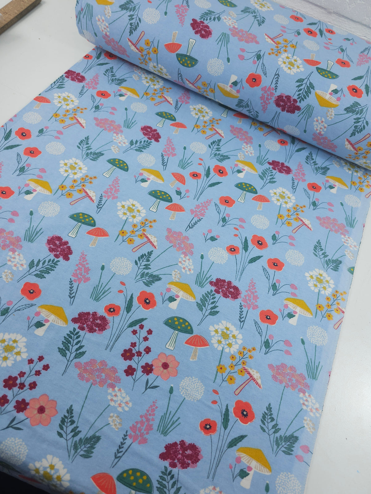 Ditsy Floral Mushroom Stems Lightweight Flannel Cotton
