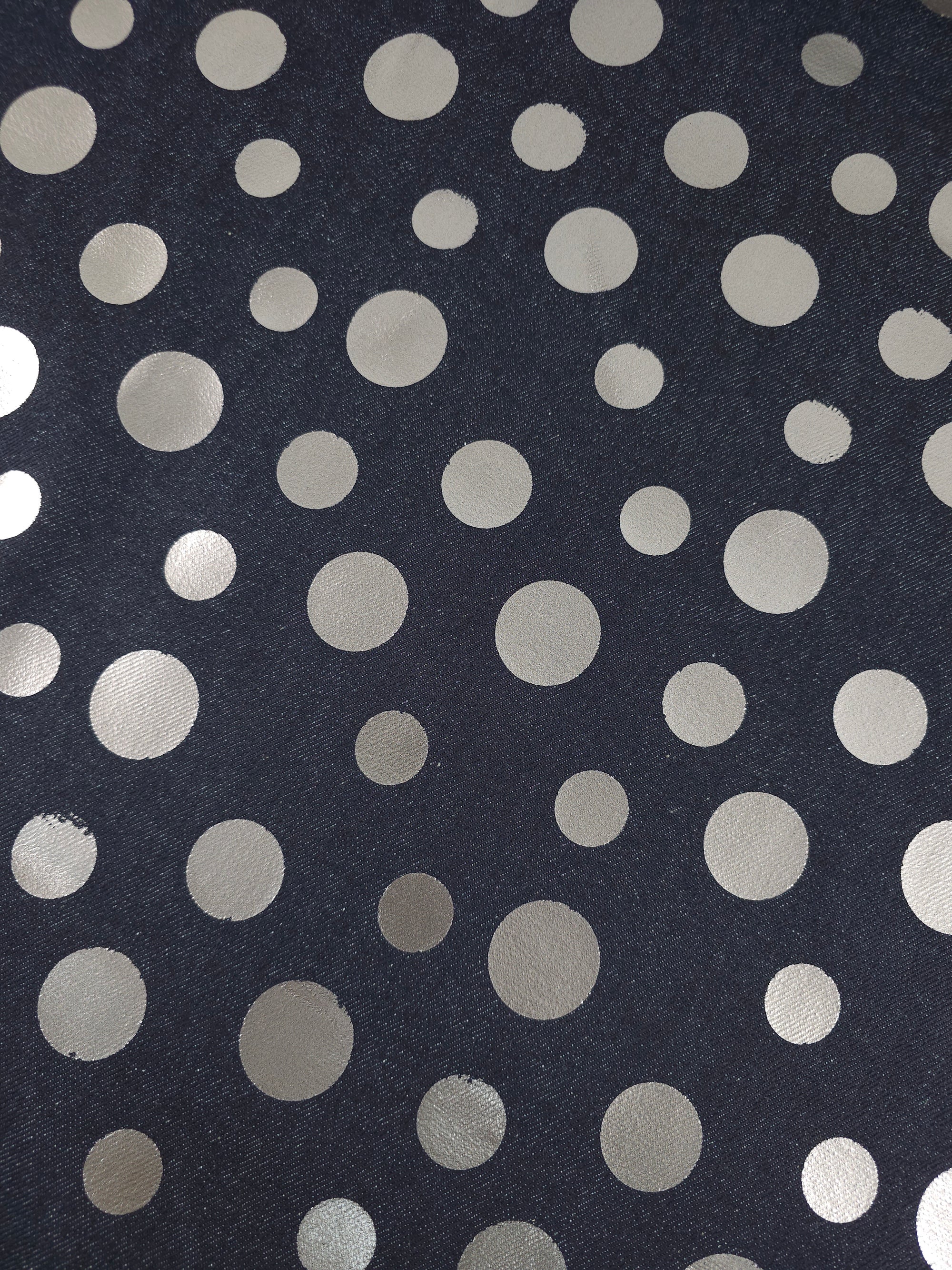 Charcoal Navy/Silver Foil Polka Denim