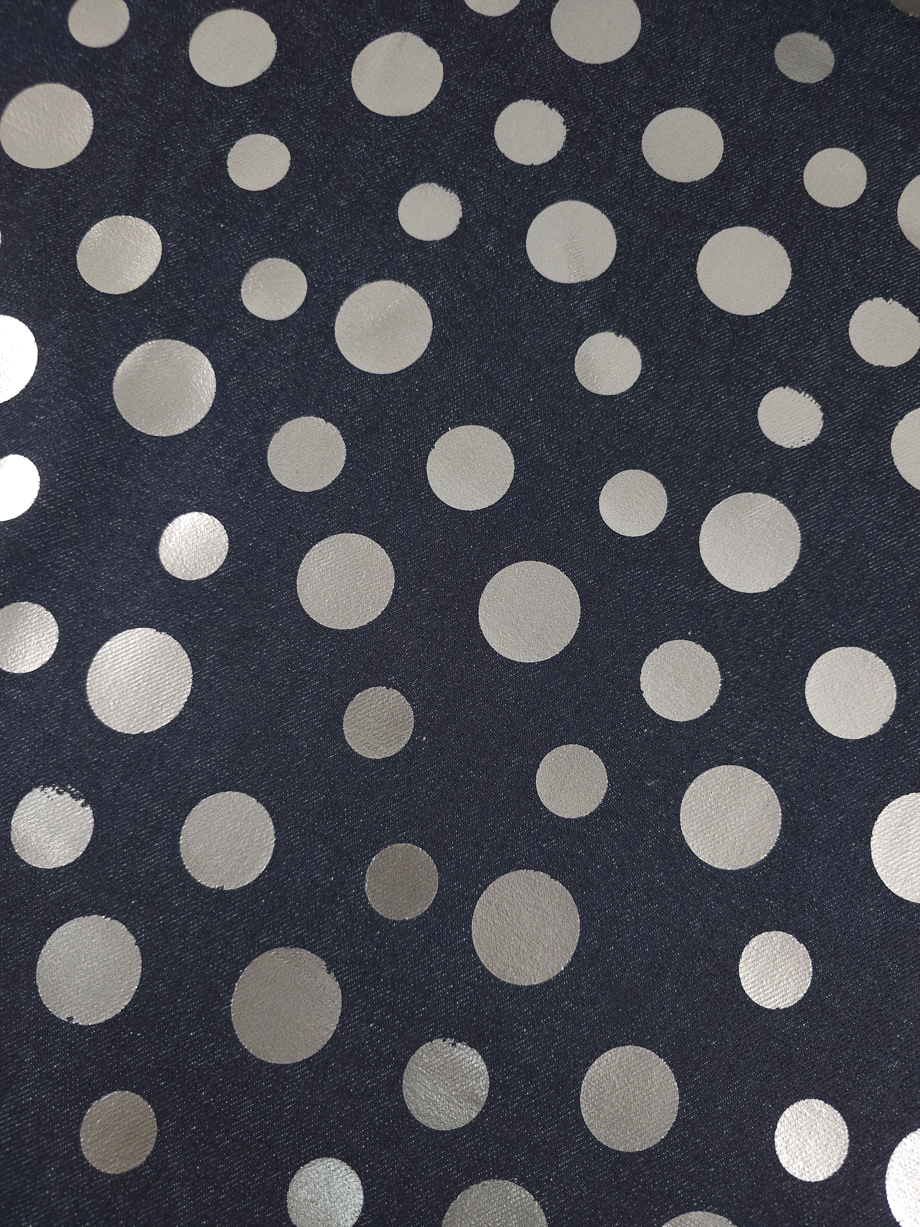 Charcoal Navy/Silver Foil Polka Denim