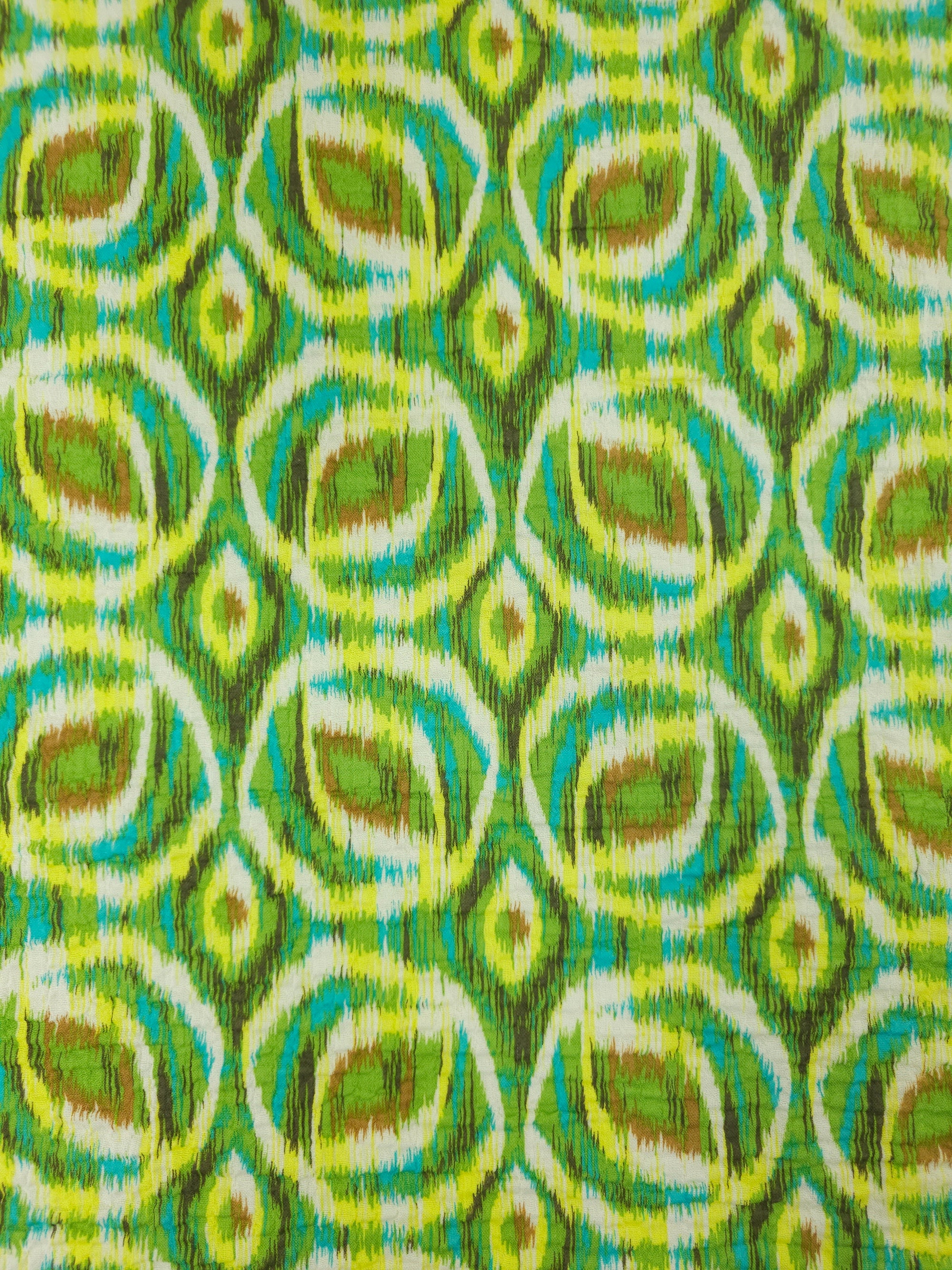 Green Abstract Blur Circle Crinkle Double Gauze