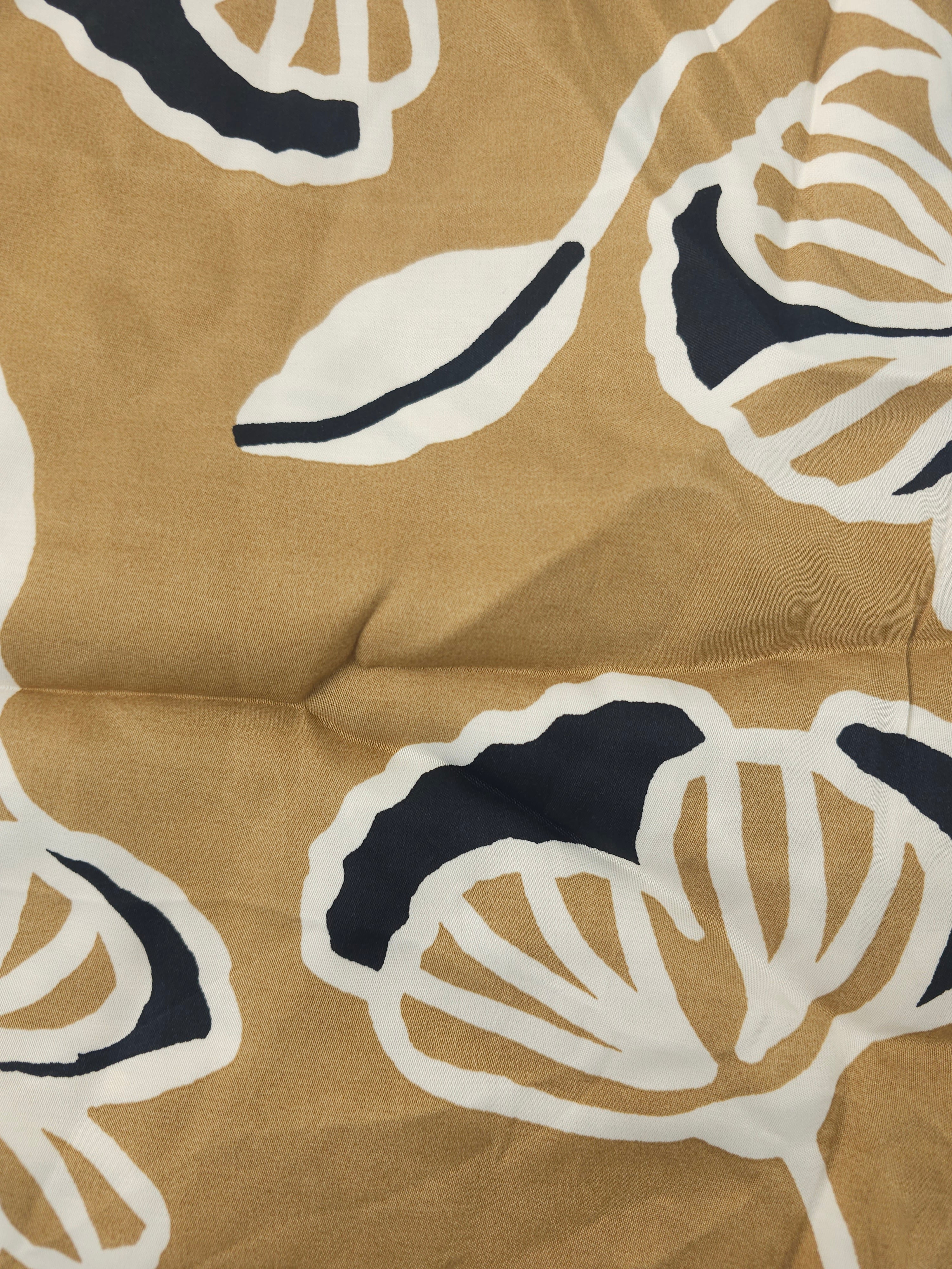 Golden Beige Floral Viscose Sateen- 1.8m piece