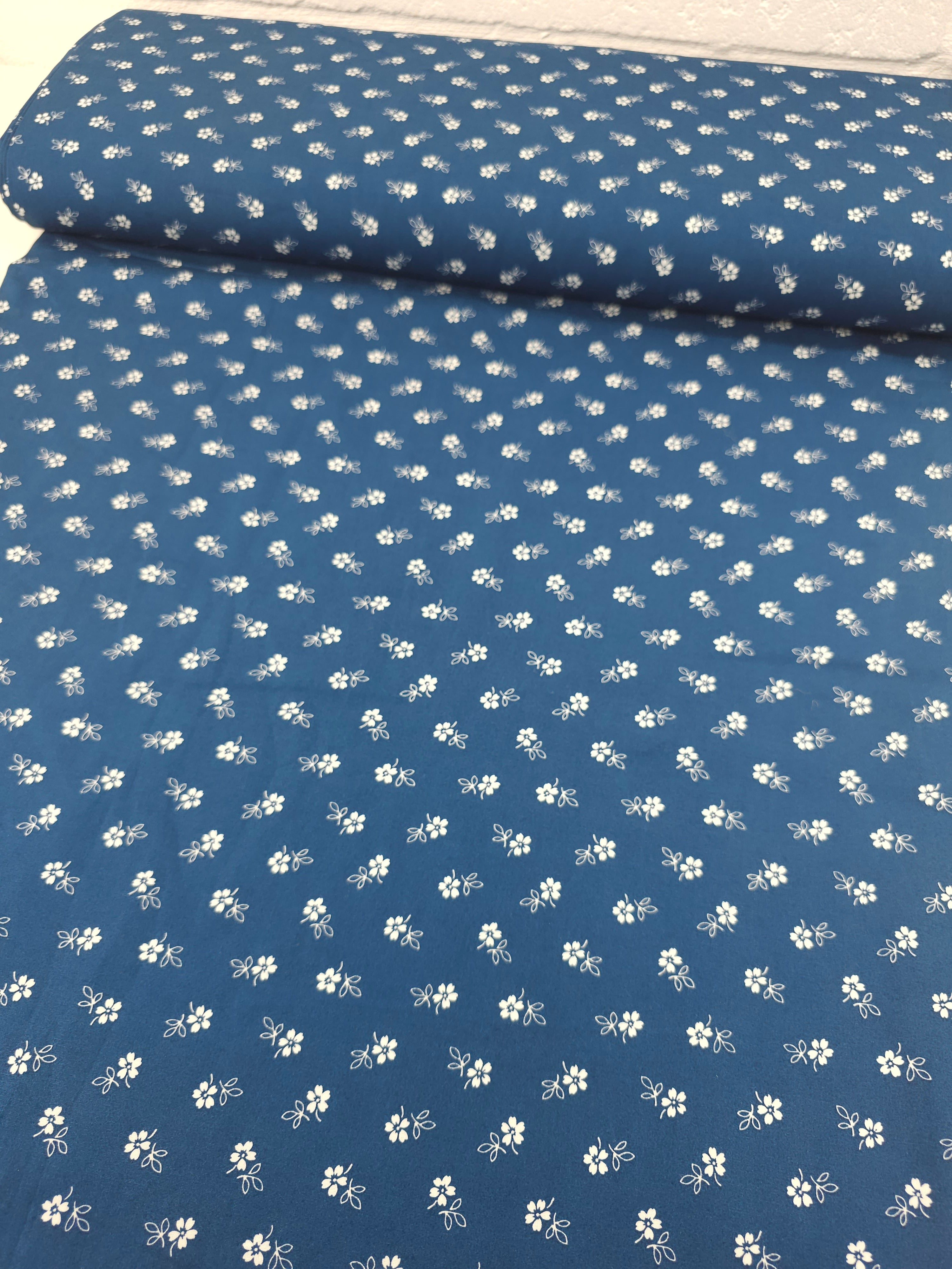 Admiral Blue Small Flower 100% Cotton