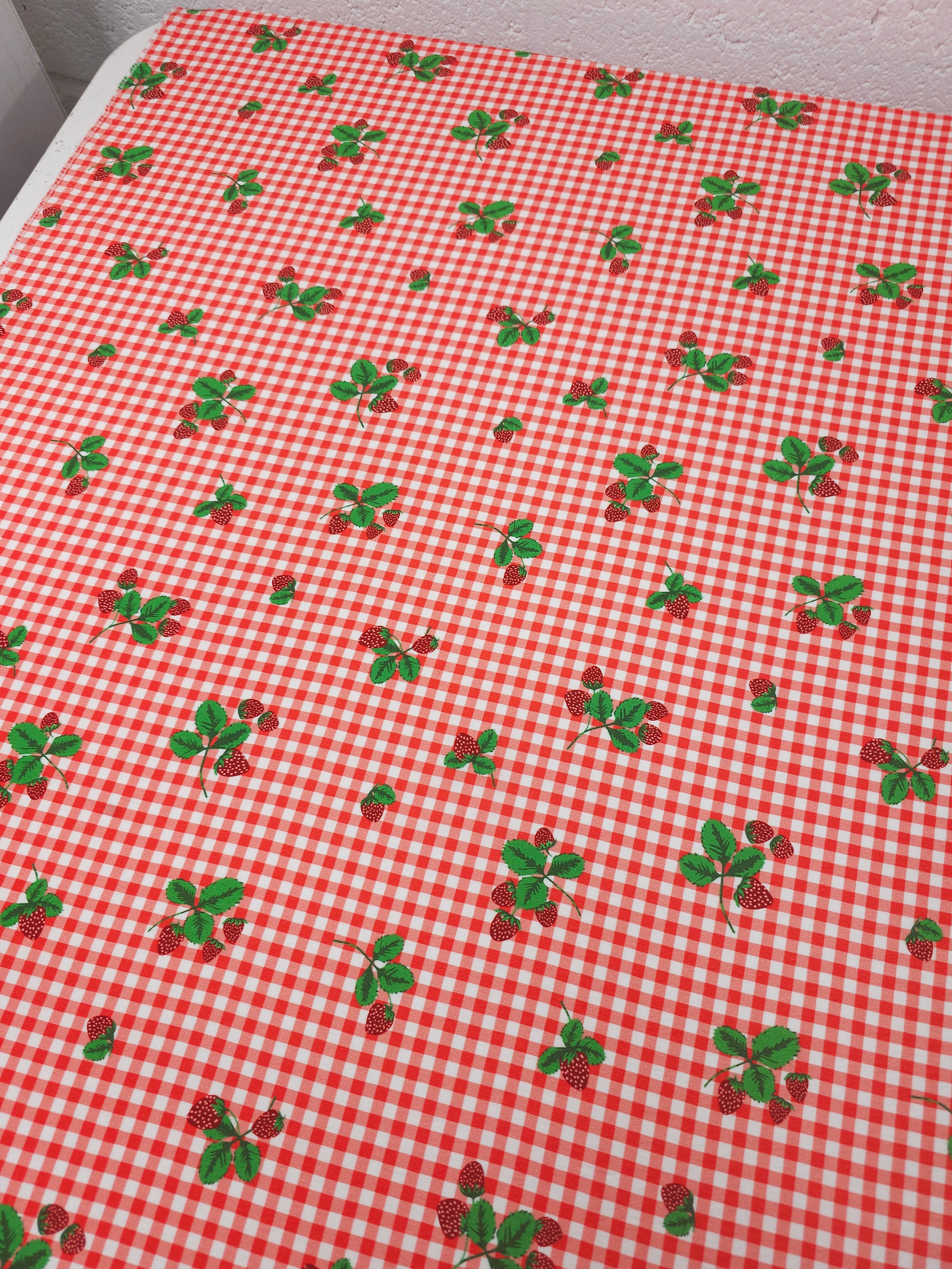 Red Ditsy Strawberry Gingham Viscose Modal