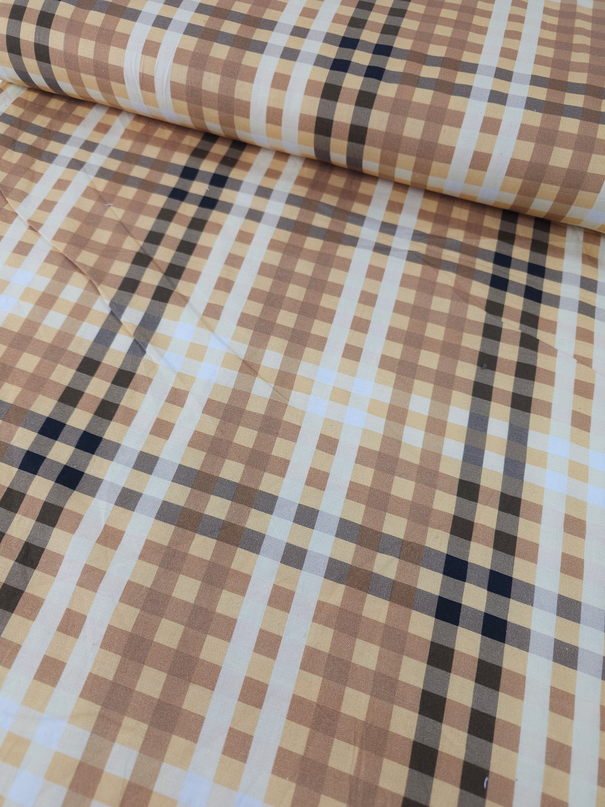 Sand/Black Tartan 100% Cotton
