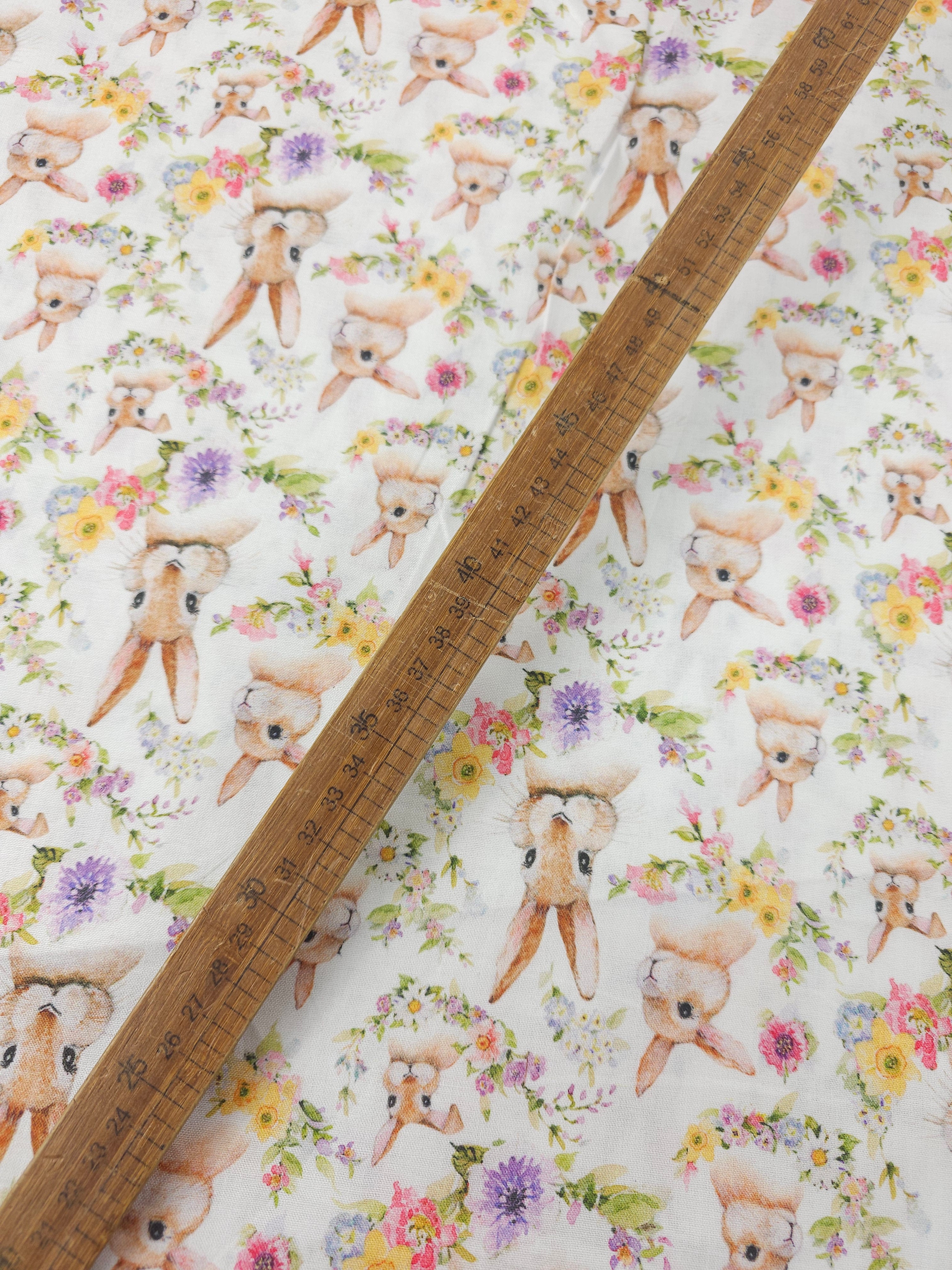Spring Bunny Floral 100% Cotton