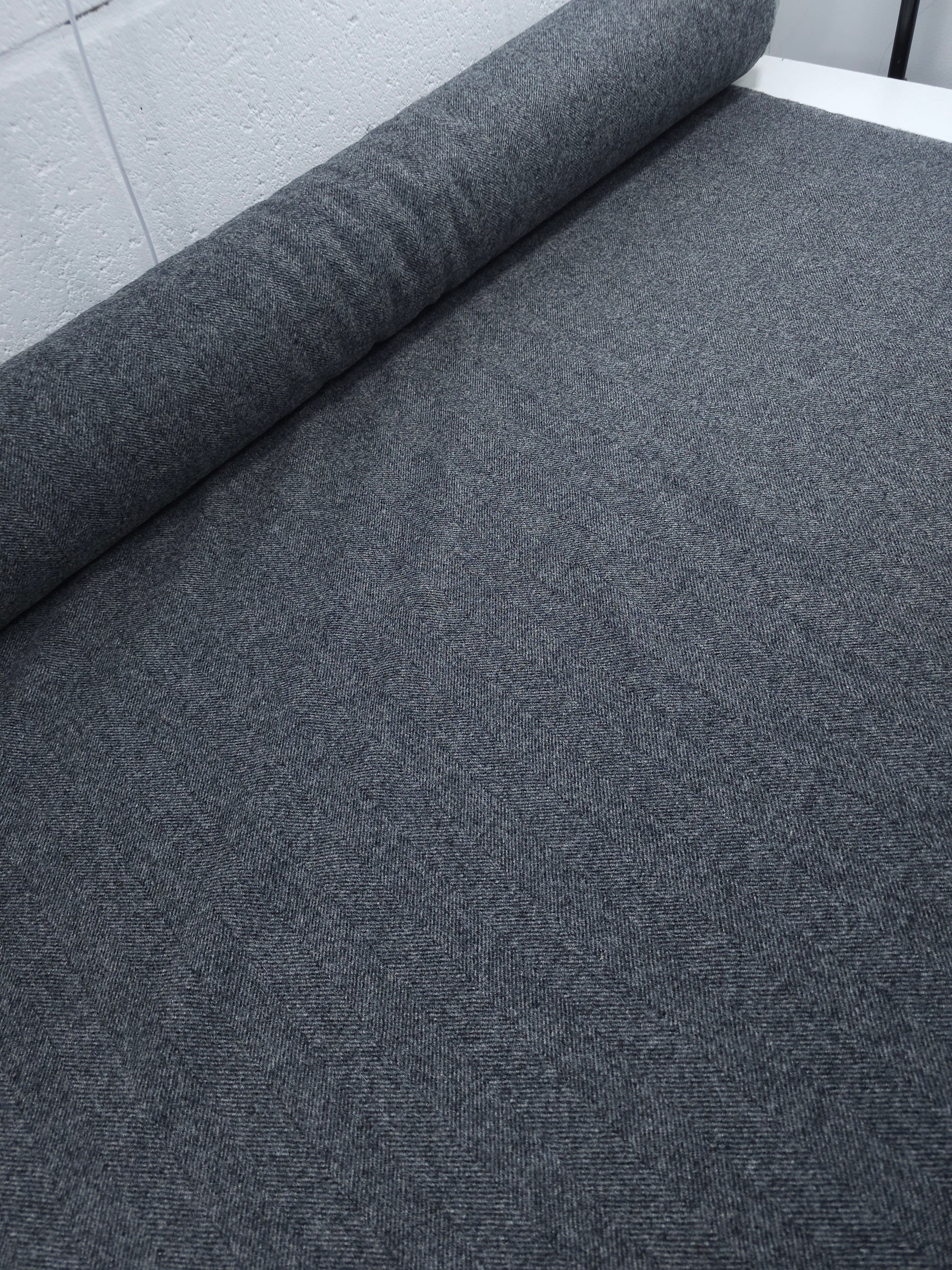 Grey Herringbone Mediumweight 100% Wool *ABRAHAM MOON*