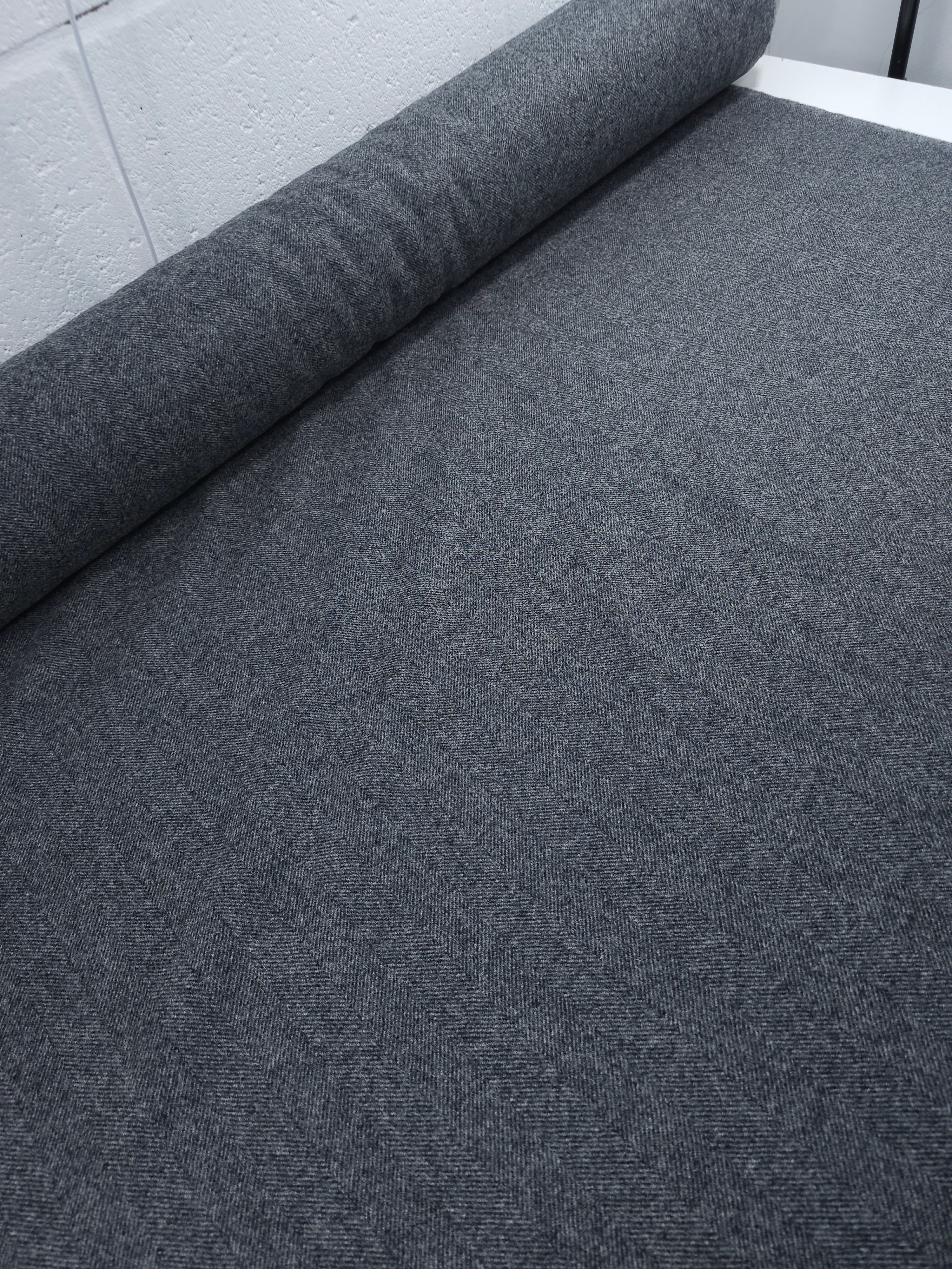 Grey Herringbone Mediumweight 100% Wool *ABRAHAM MOON*