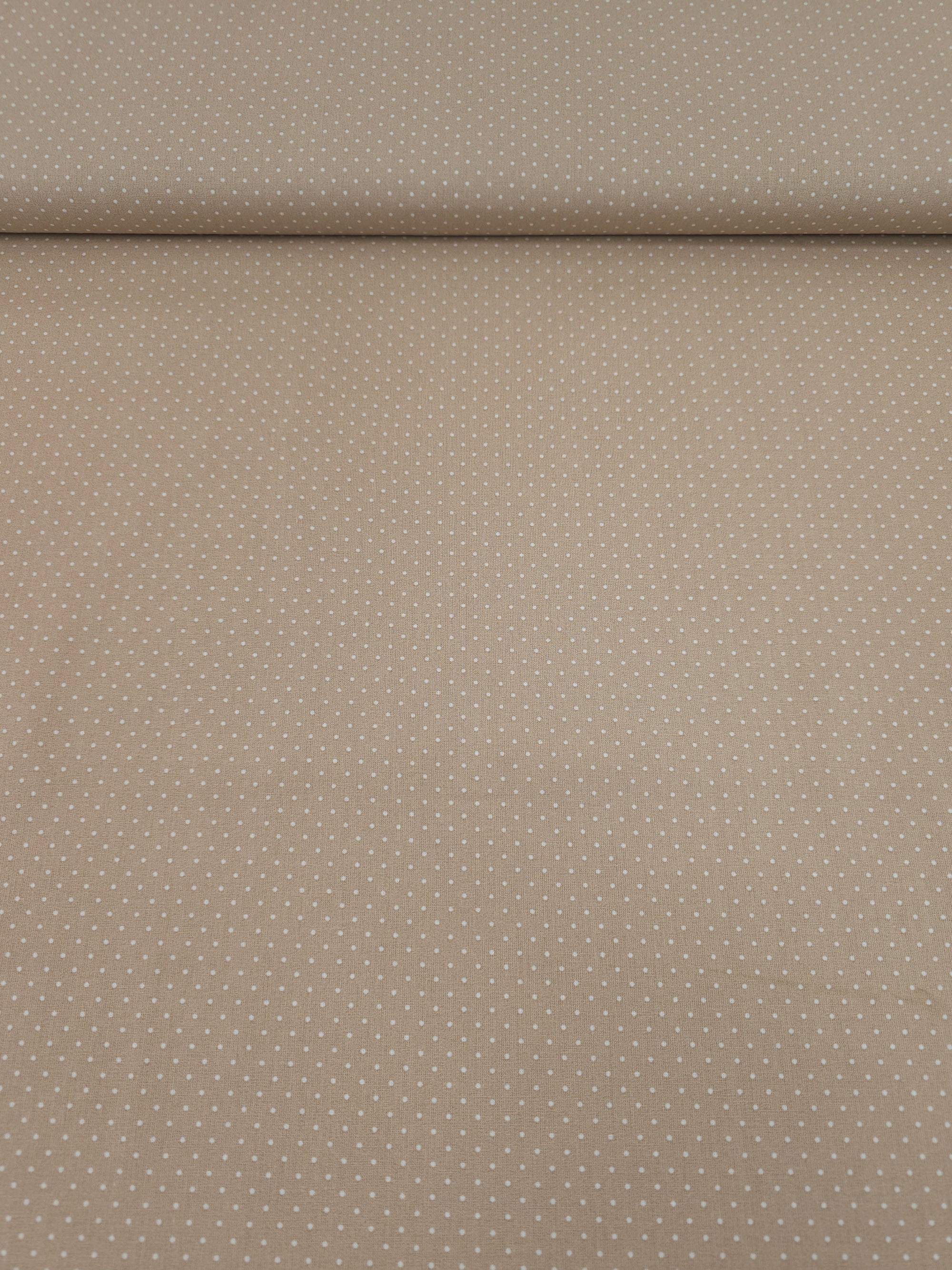 Beige Micro Polka Dot 100% Cotton 60"