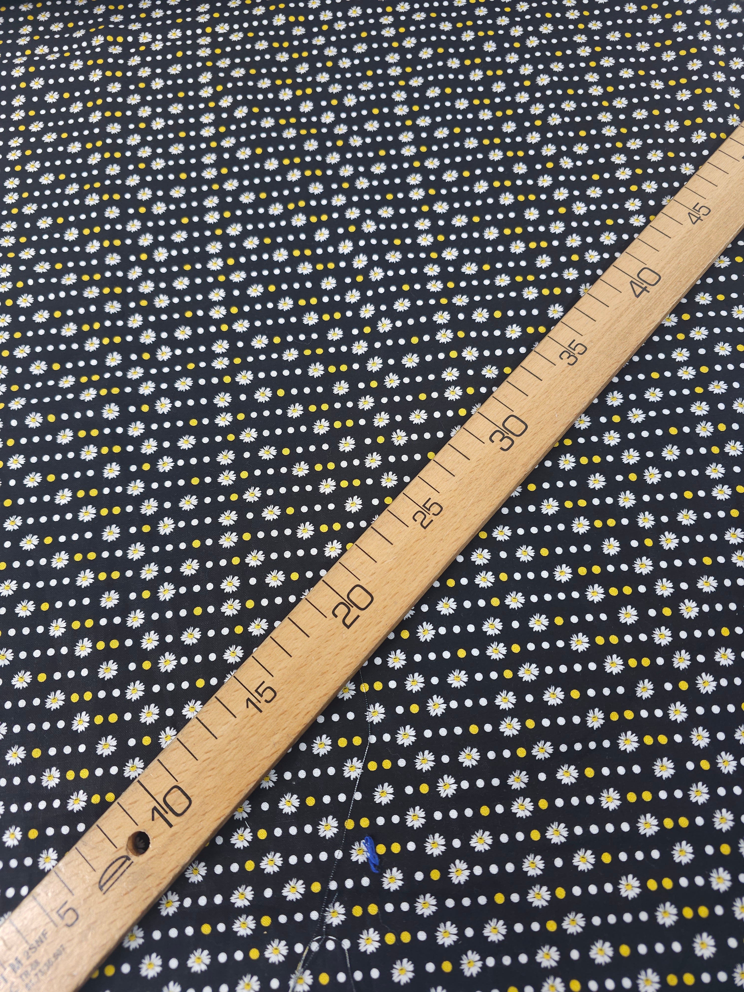 Black Ultra Mini Daisy Polka 100% Cotton