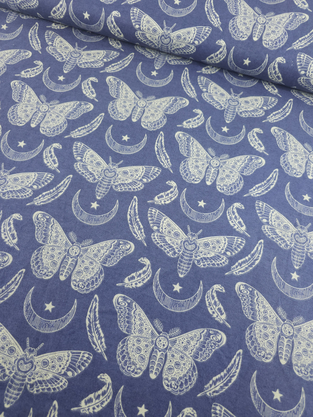 Periwinkle Celestial Moth Lightweight Flannel Cotton