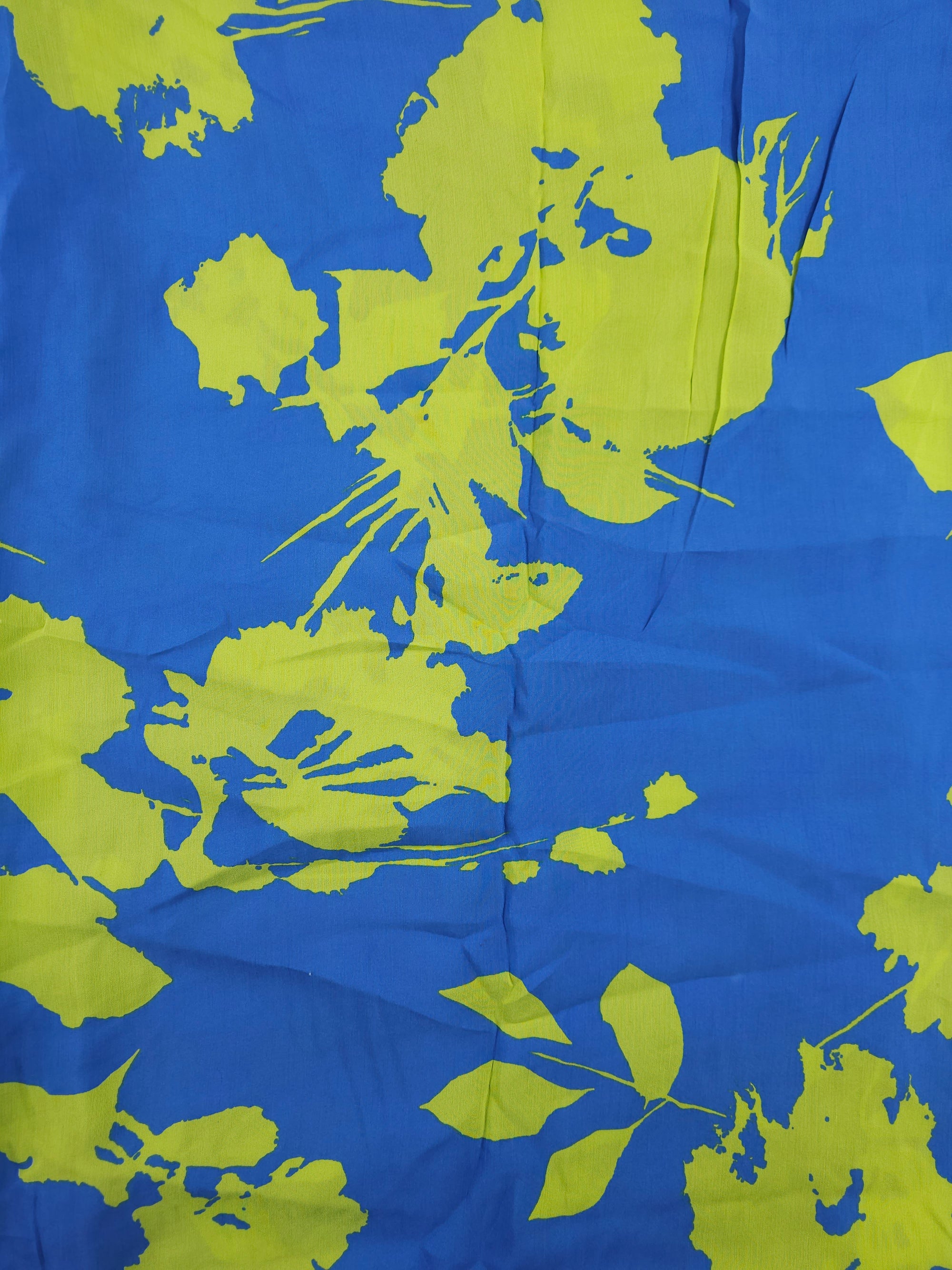 Lime/Blue Floral Cotton - 1.9m Piece