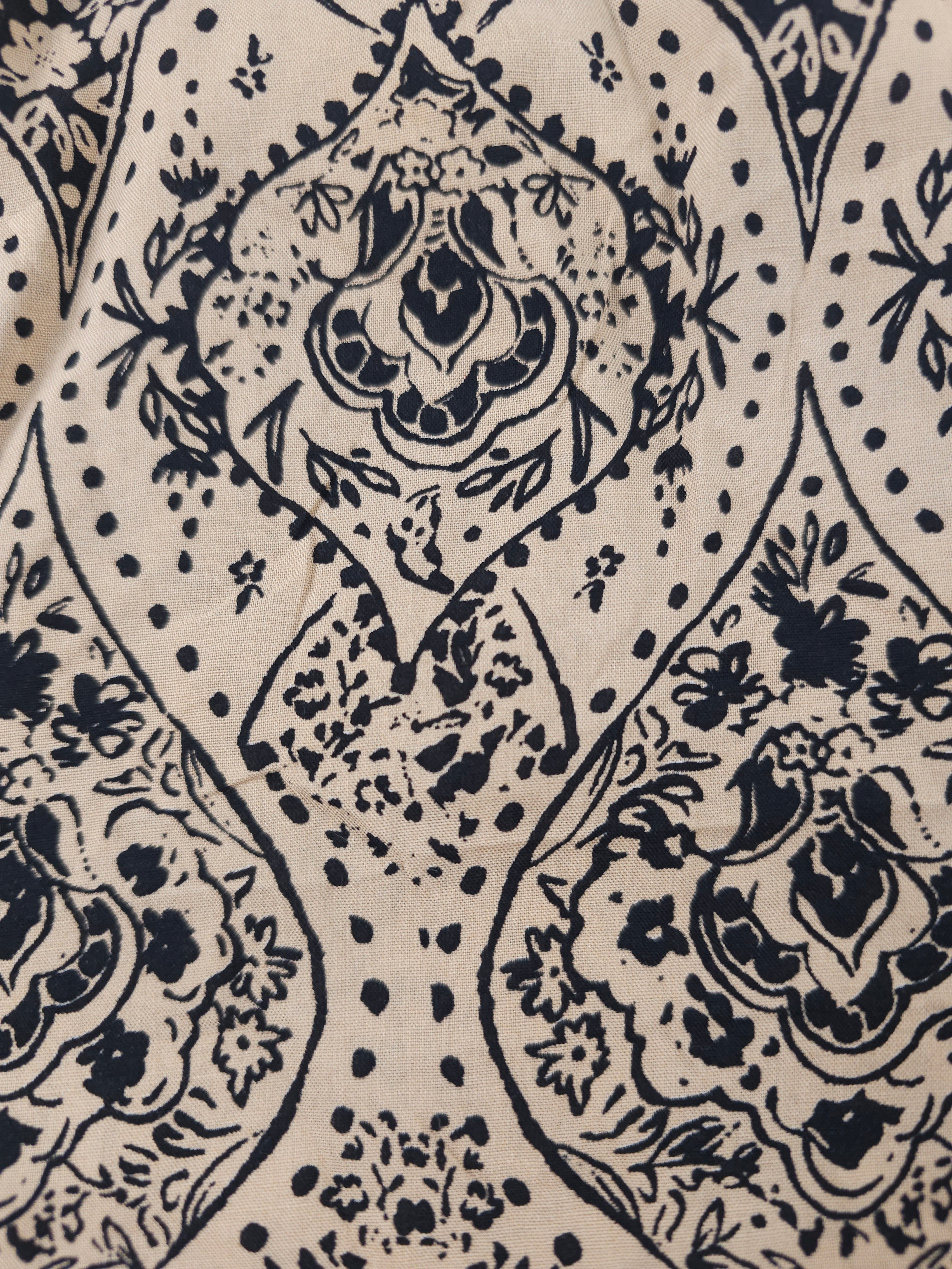 Beige black designed viscose- 1.9m piece