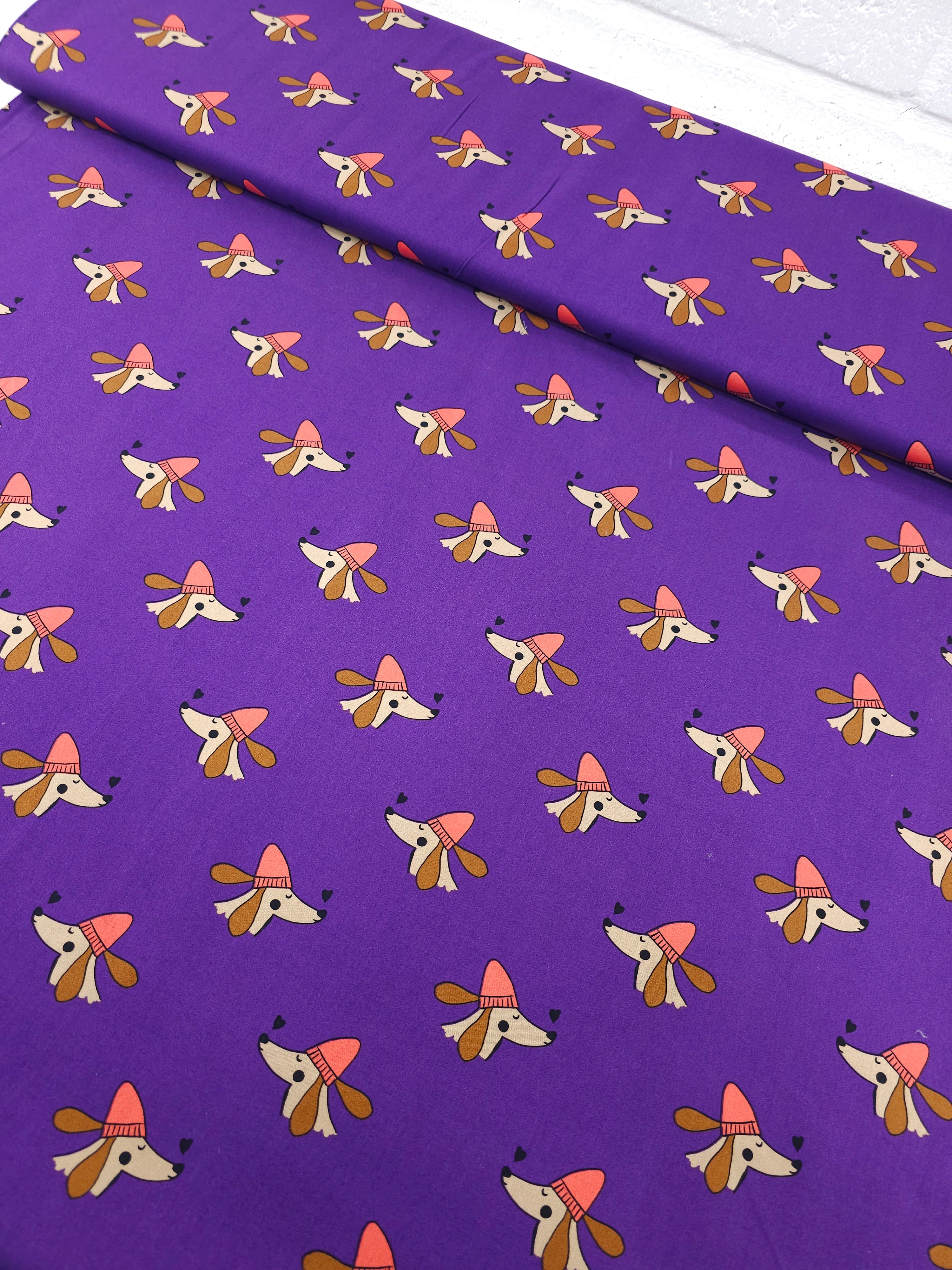 Purple Sausage Dog 100% Cotton 57"