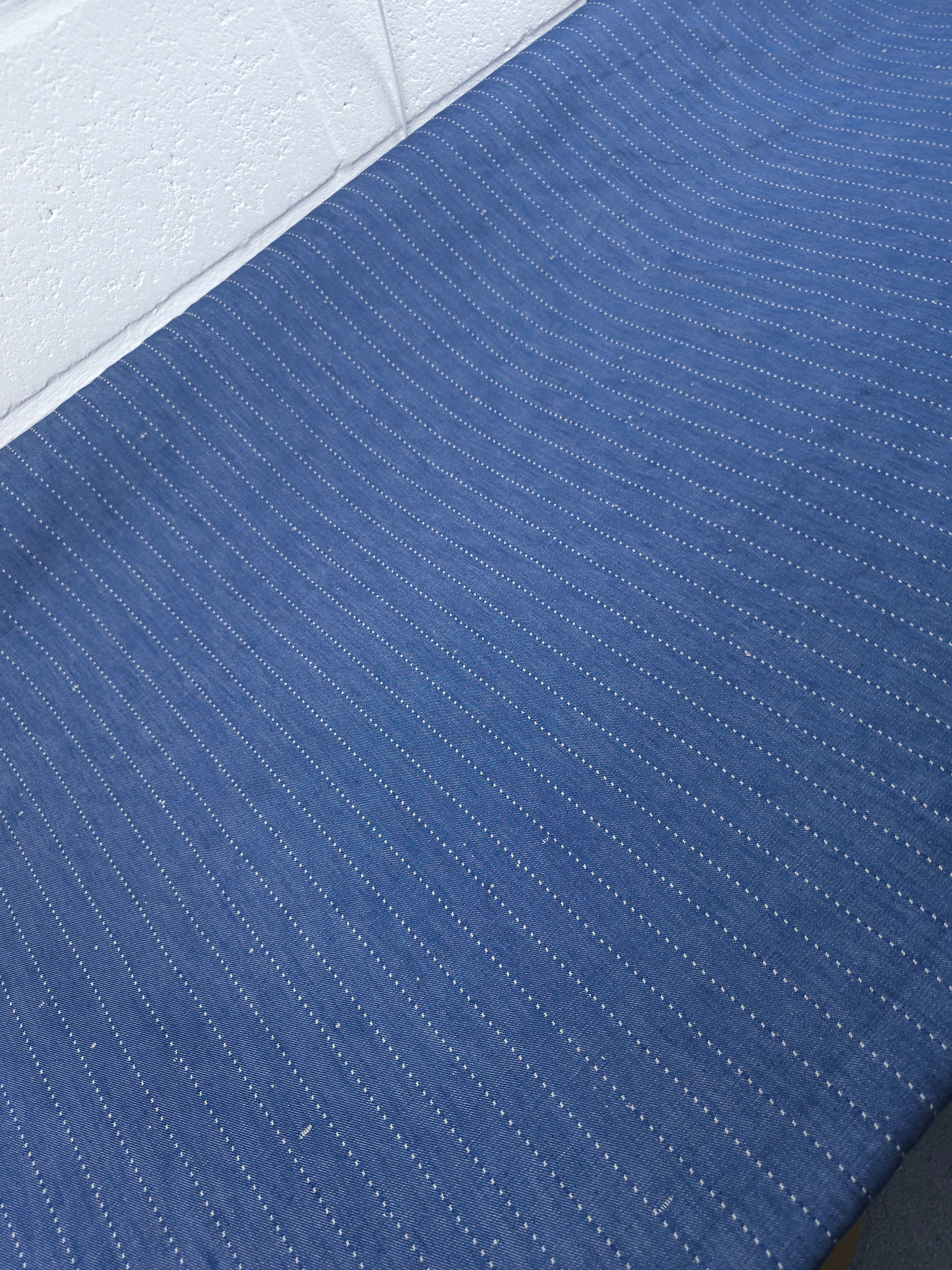 Washed Blue Dotty Track Stripe Denim