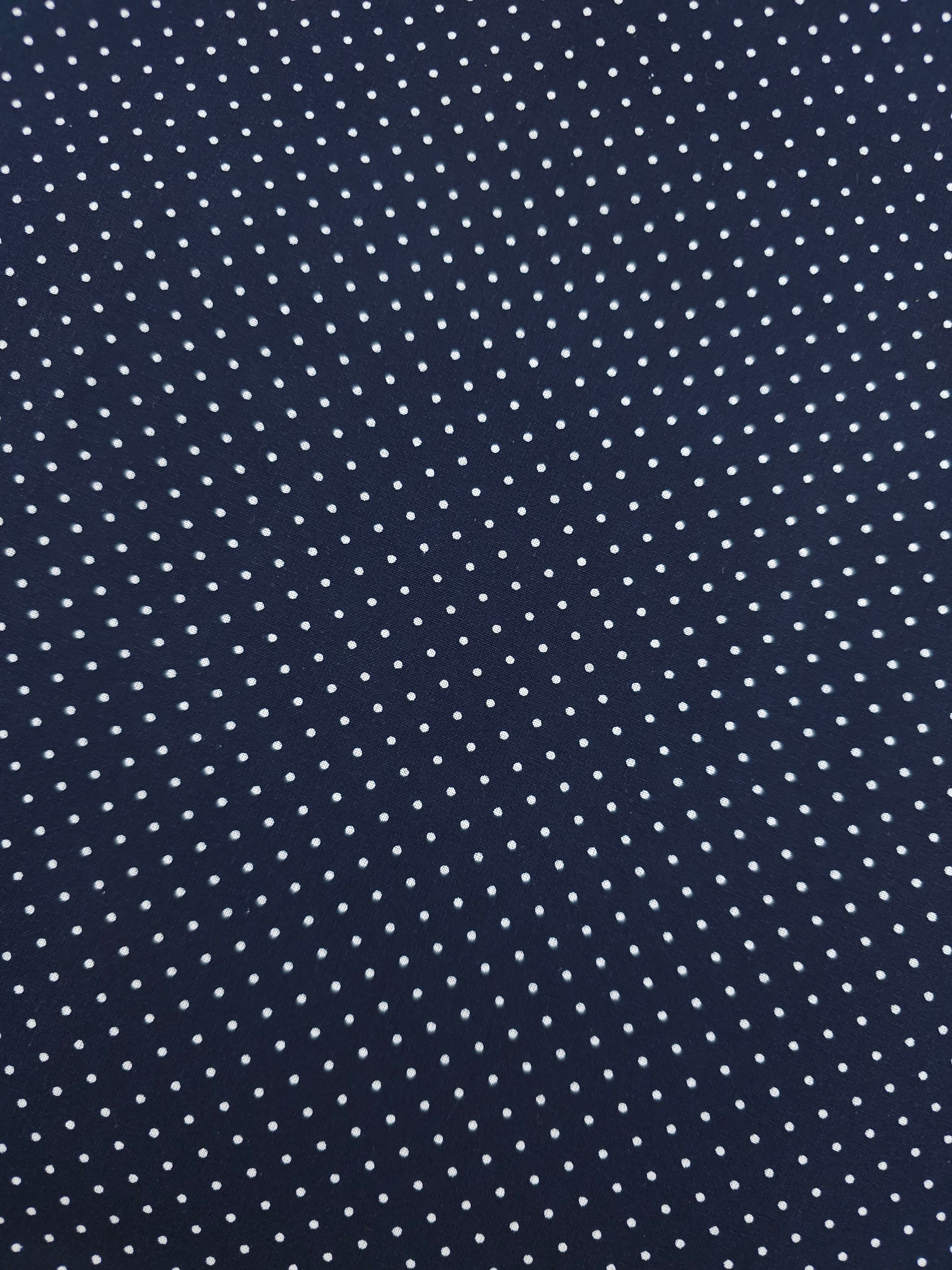 Dark Navy Micro Polka Dot 100% Cotton 60"