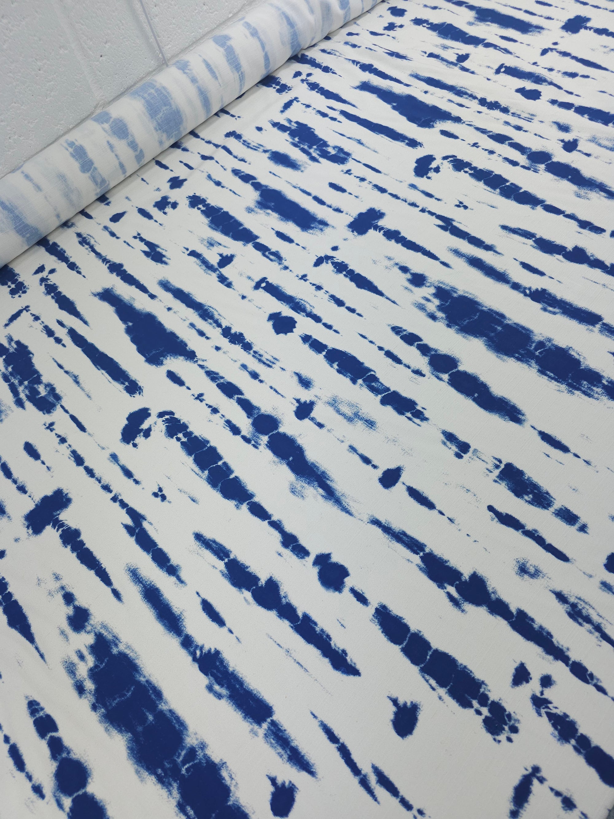 Blue/White Smudge Wash Viscose Cotton Linen