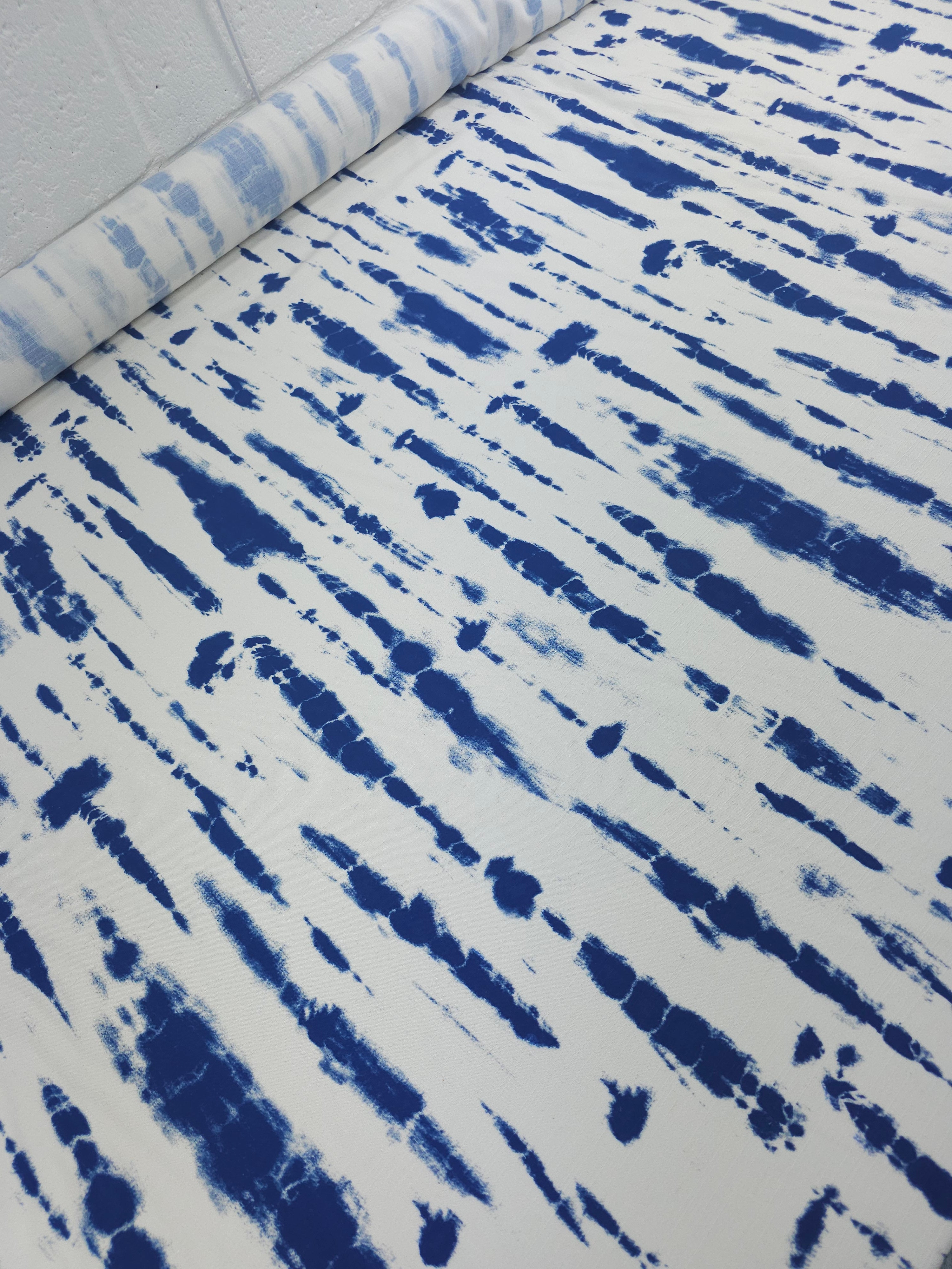 Blue/White Smudge Wash Viscose Cotton Linen