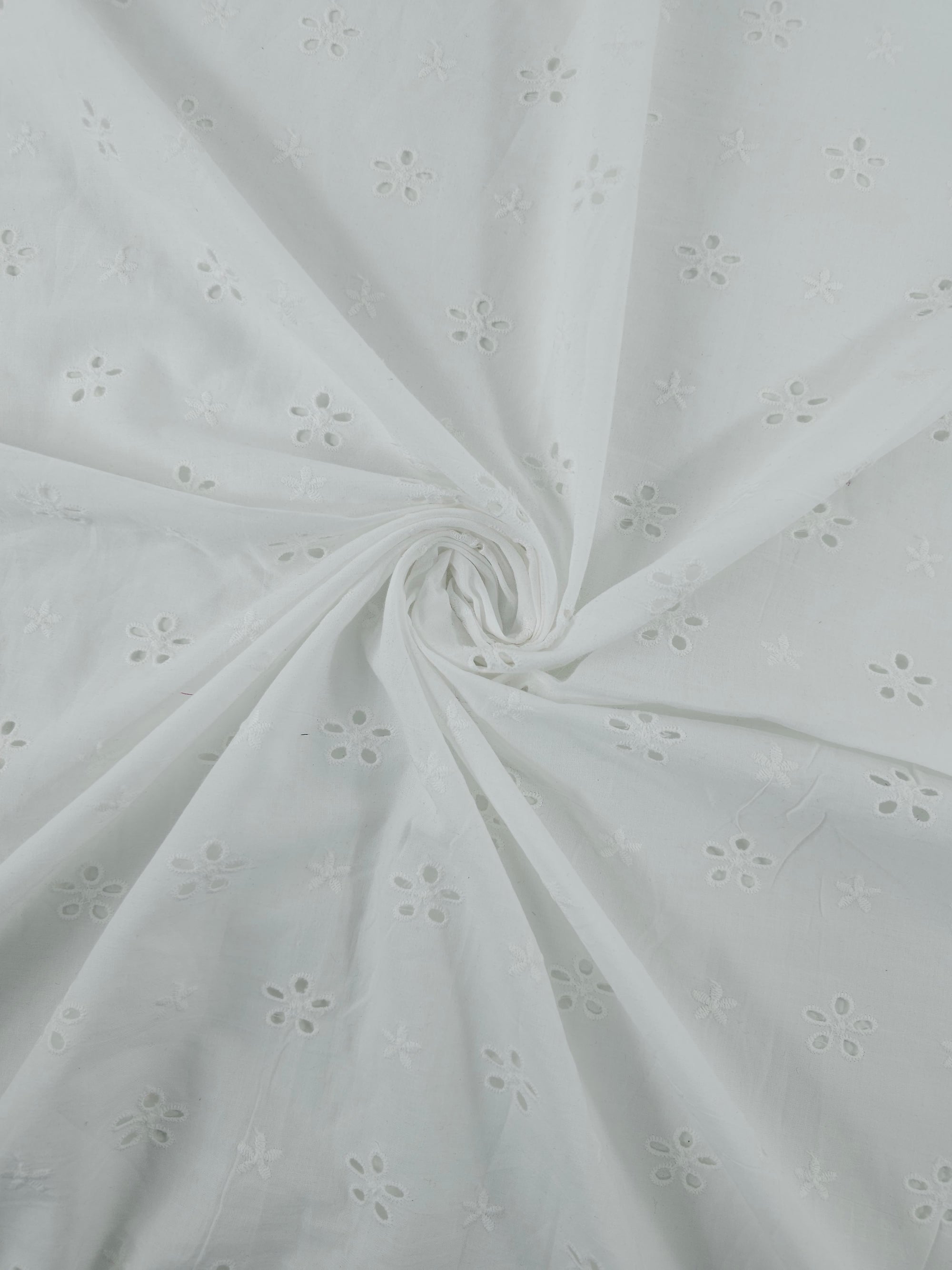 White Star Daisy Flower Cambric Cotton Broderie Anglaise