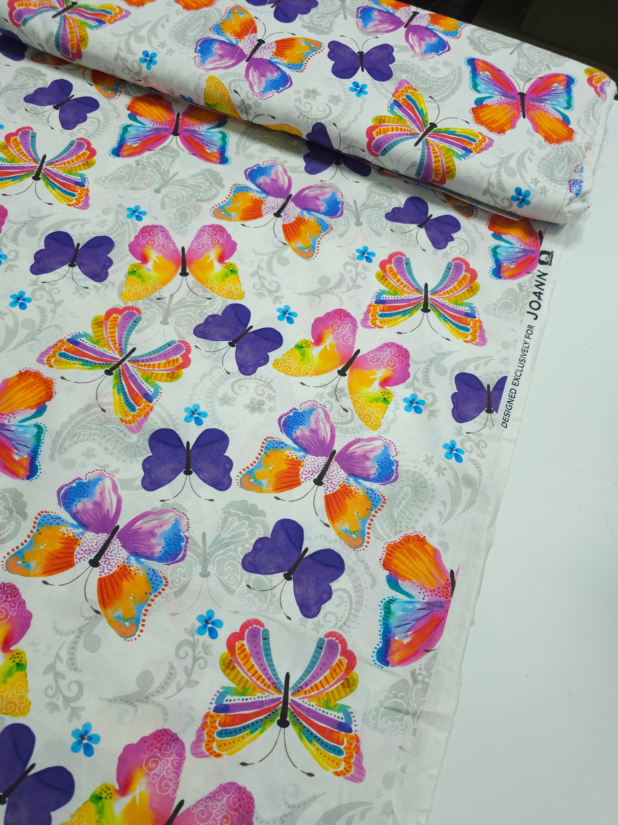 Watercolour Butterfly Floral 100% Cotton - Joann