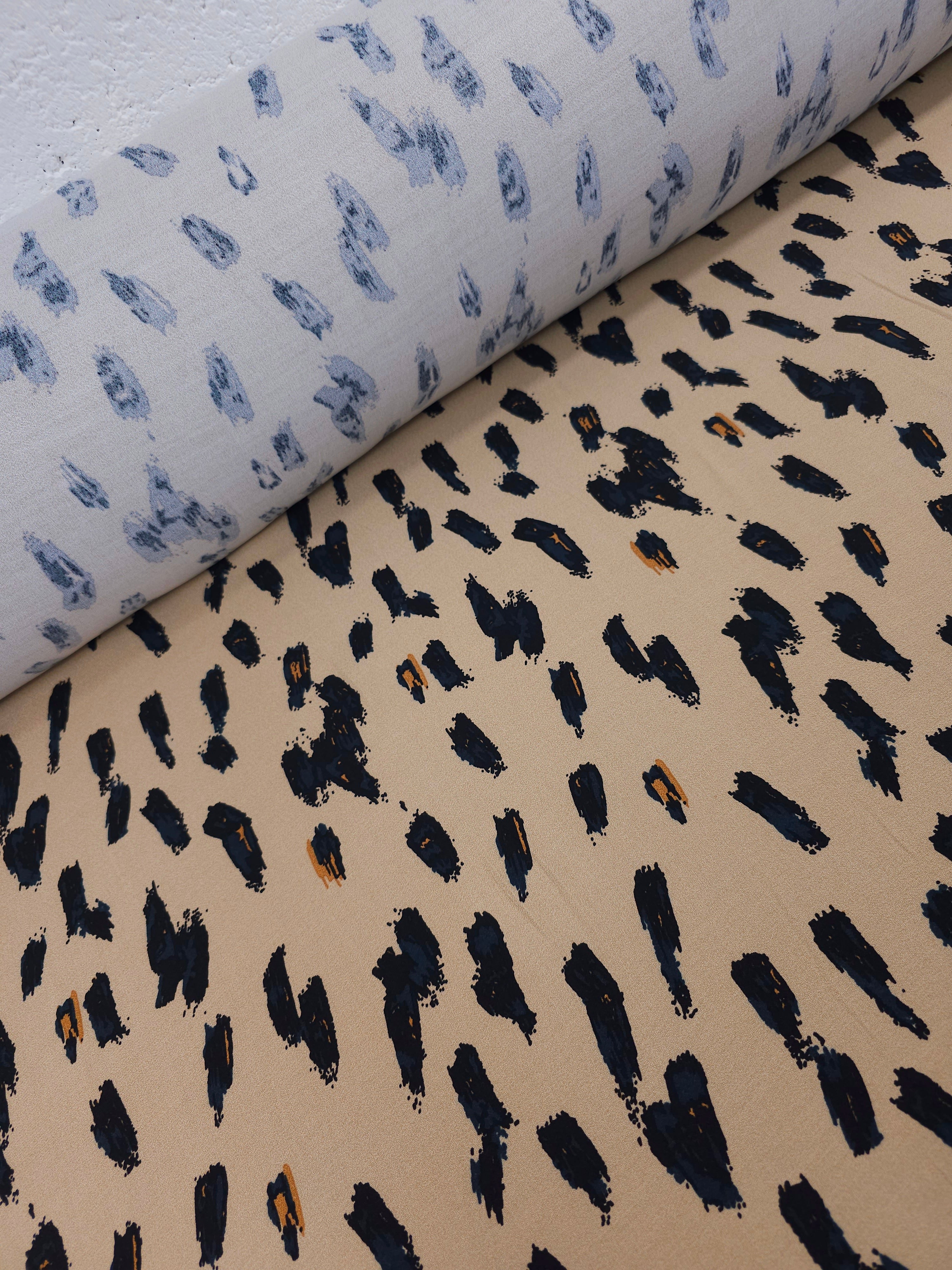 Tan Brushstroke Viscose Crepe