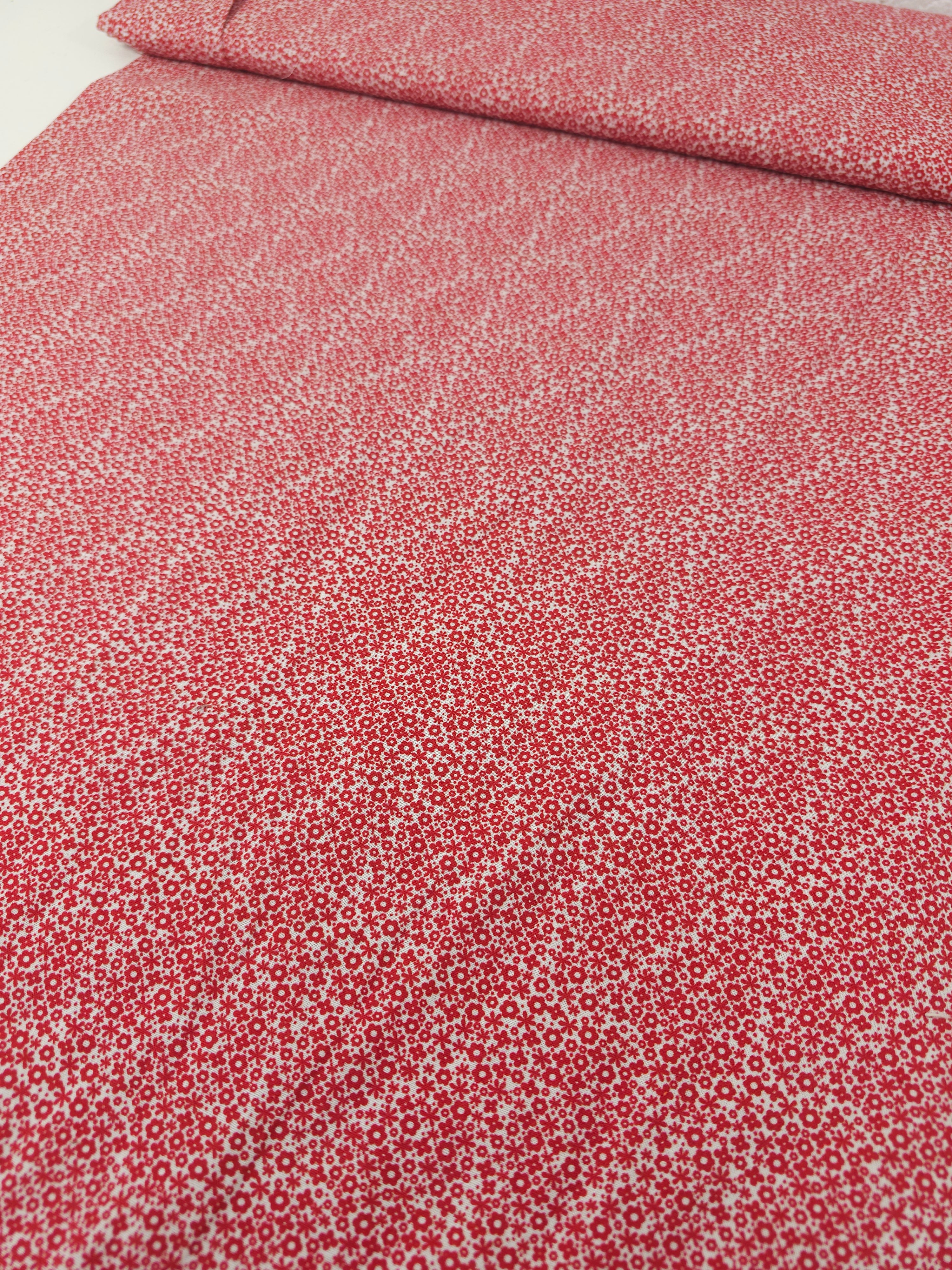 Ultra Mini Ditsy Red Flower 100% Cotton
