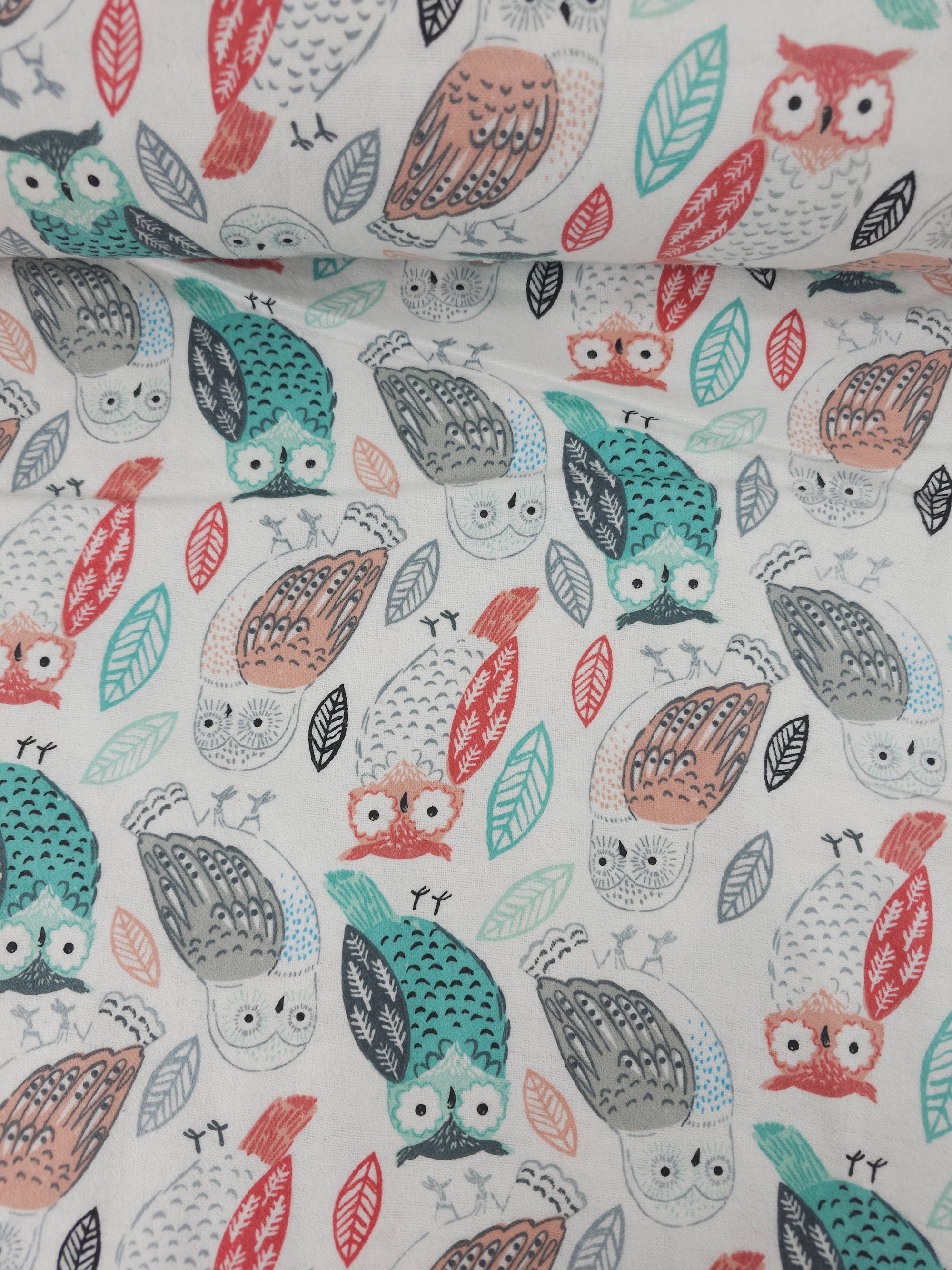 Spring Owls Lightweight Flannel Cotton