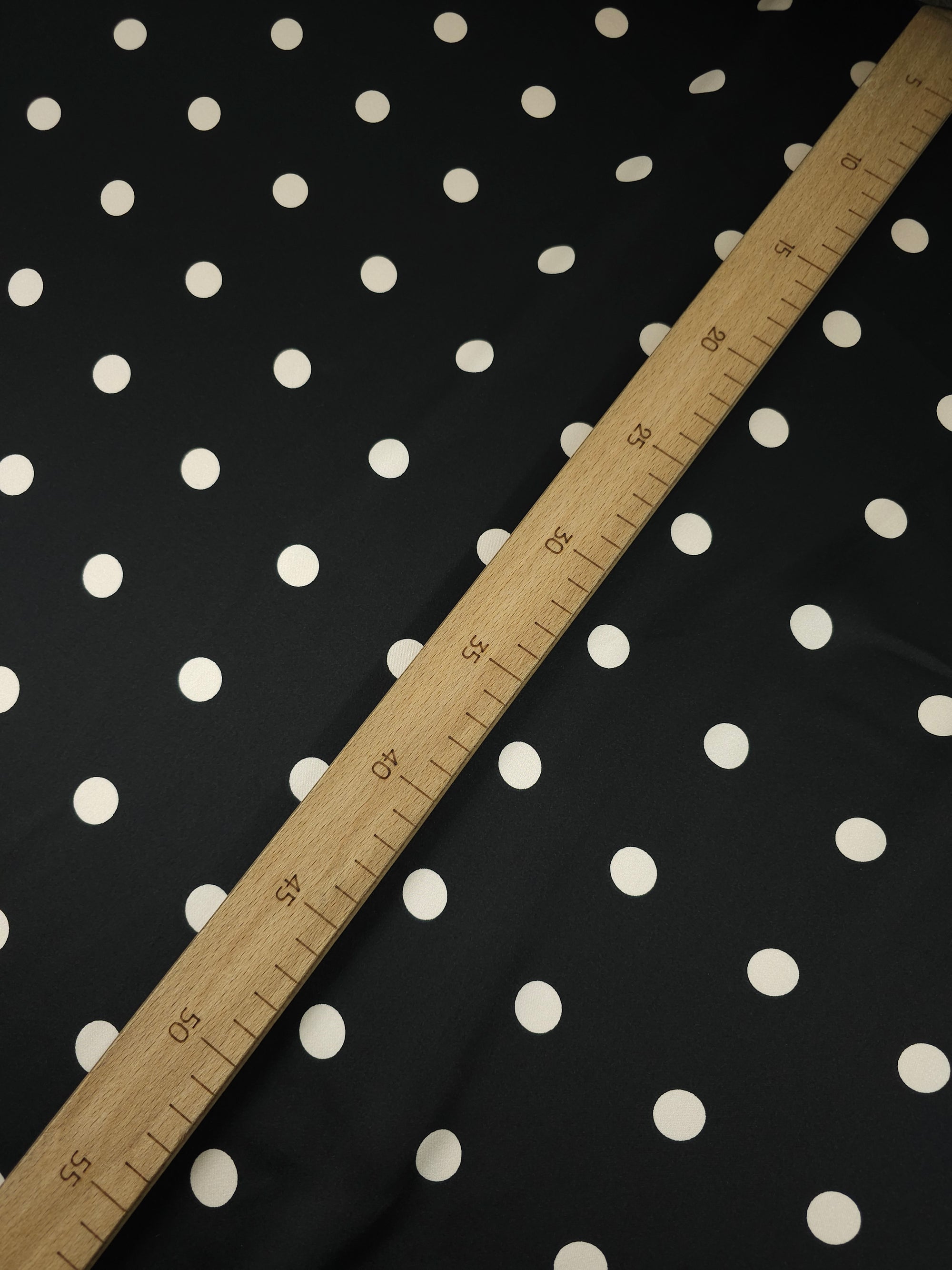 Black/Cream Polka Dot Viscose Satin