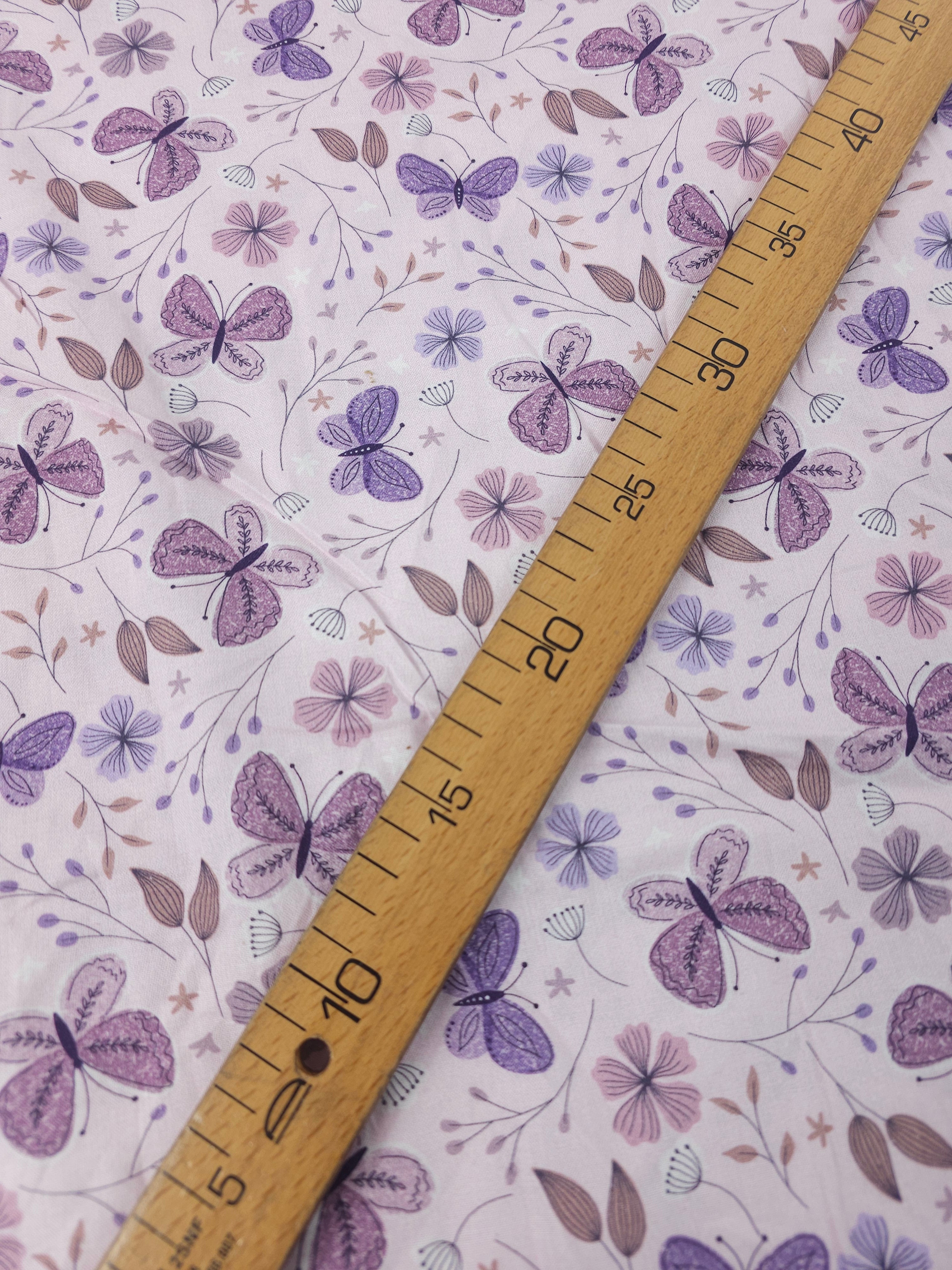 Lilac Vintage Butterfly Blossom 100% Cotton