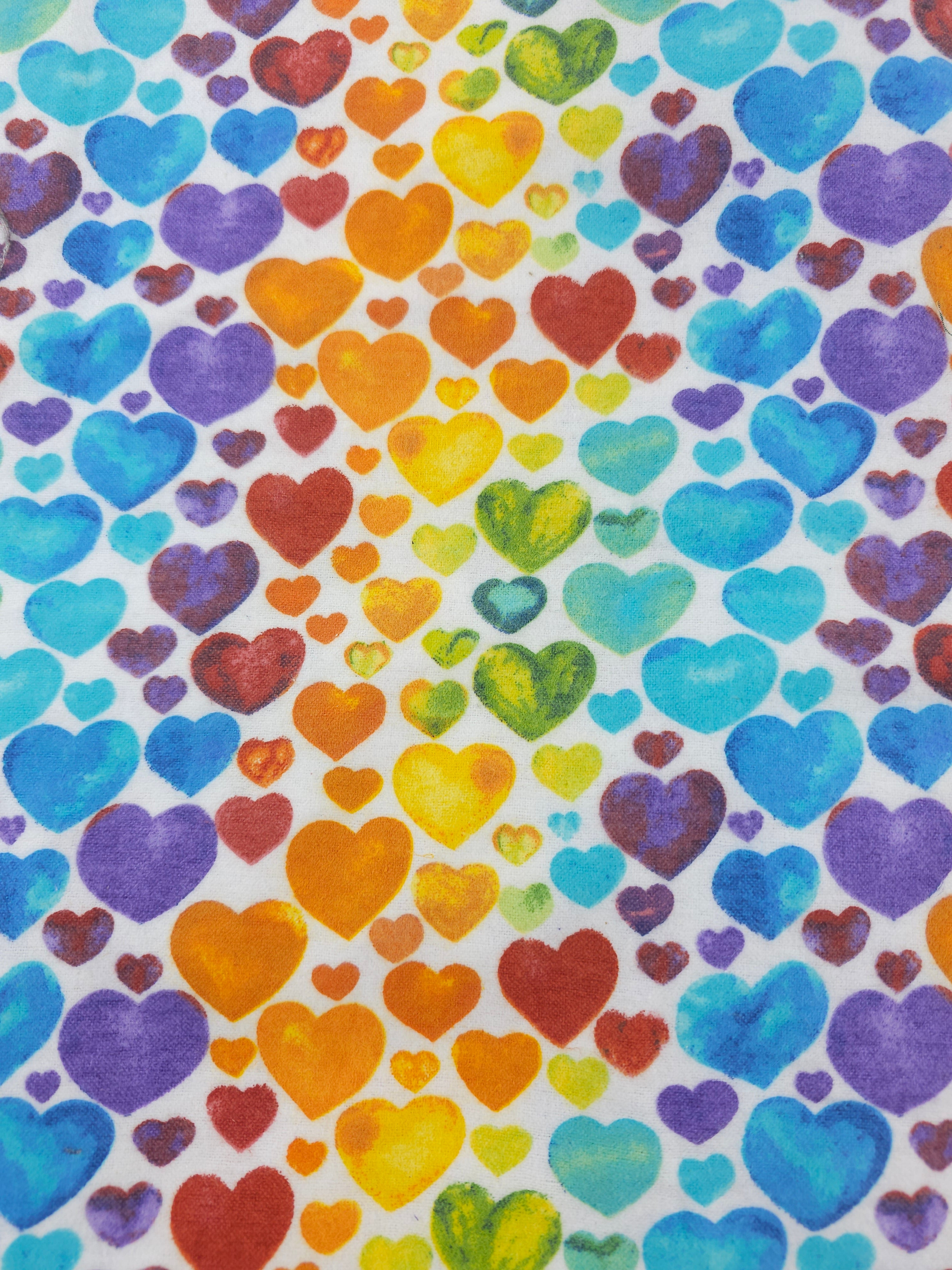 Rainbow hearts Cotton flannel- 2.6m piece